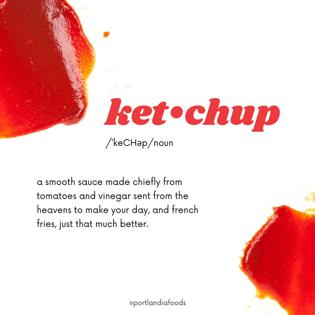 social media post about ketchup designed by bishop content studio for portlandia foods in portland oregon
