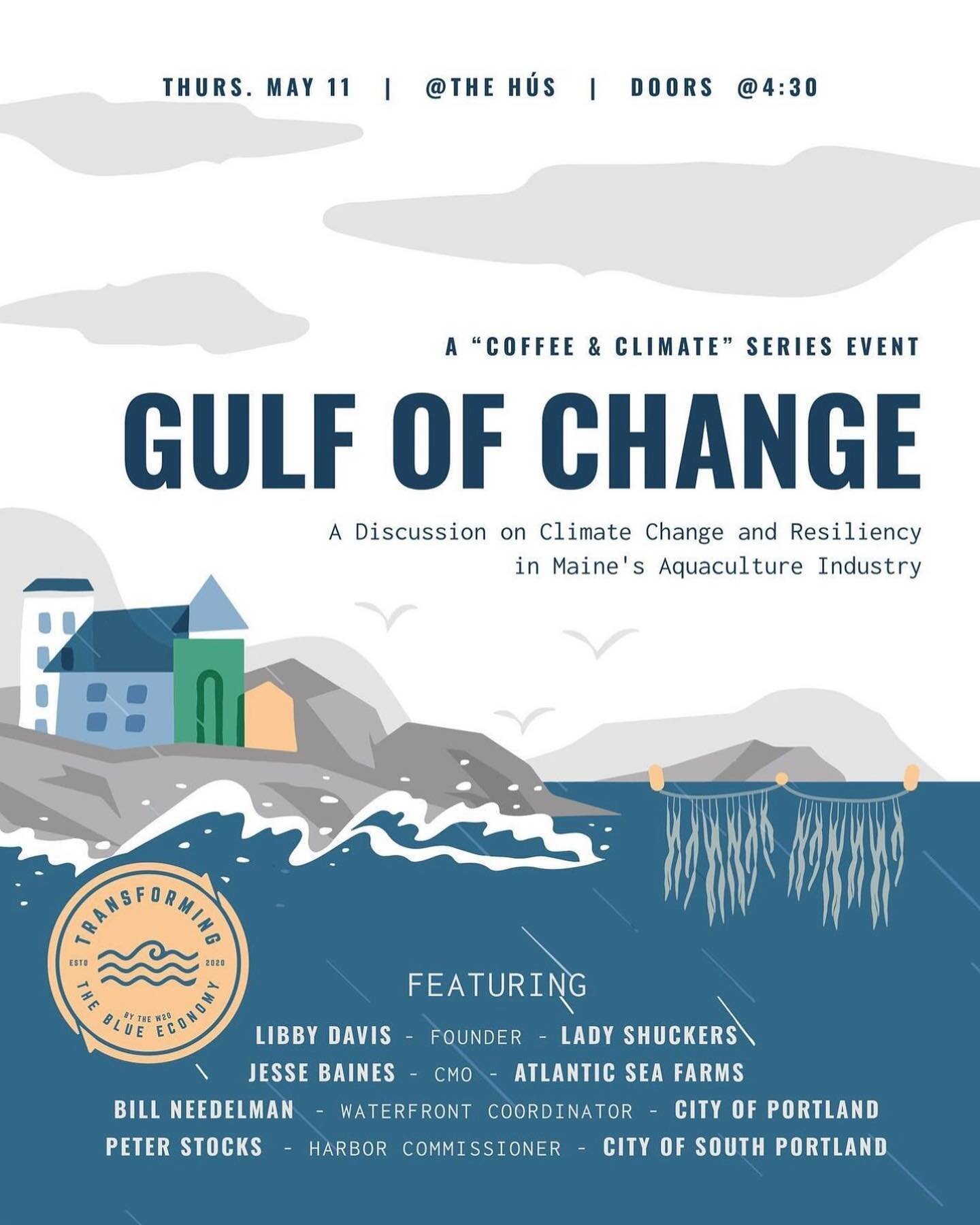 Free Event 🚨 

Join us @atlanticseafarms @cityportland @soposustainability offices for a conversation about climate resiliency and adaptation in Maine&rsquo;s aquaculture sector! 

Together, this panel will discuss how industry &amp; municipalities 