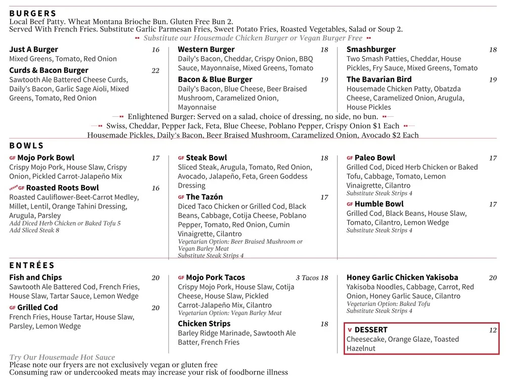 Food — Bitter Root Brewing