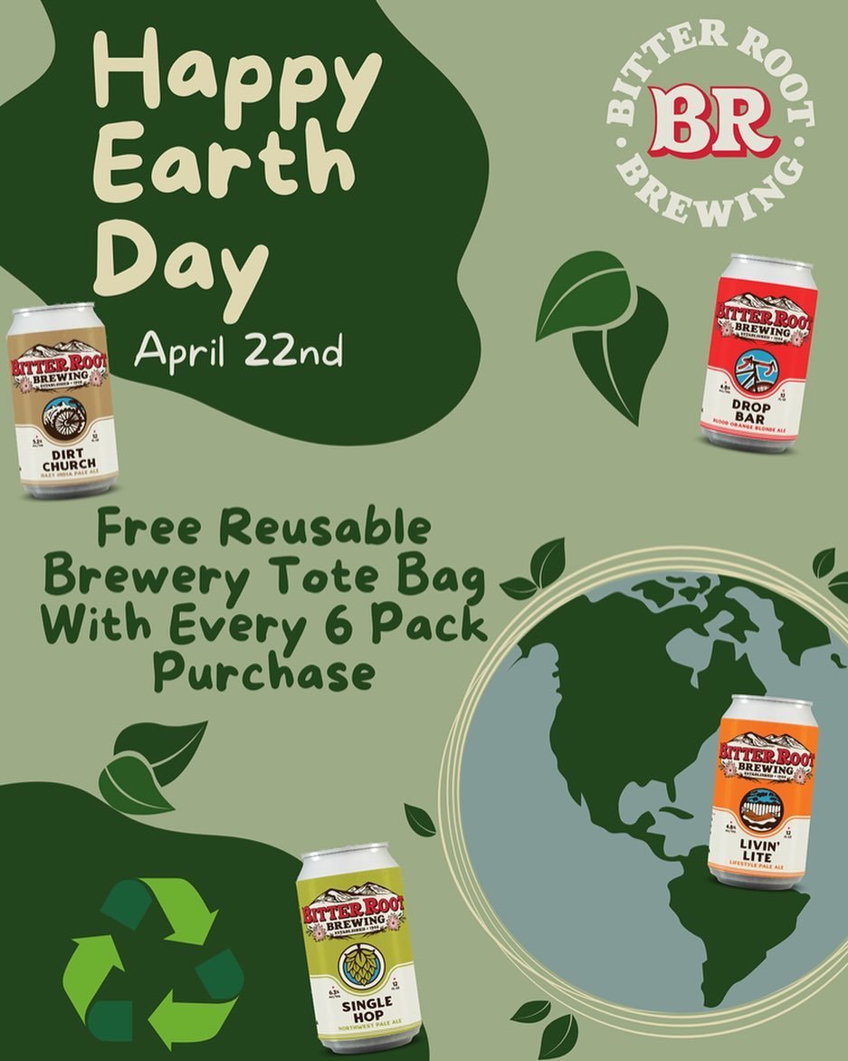Happy Earth Day! In the Bitterroot valley we cherish everything to do with the outdoors. Because of that we are celebrating in style with a free reusable bag with every 6 pack purchase.
.
.
.
#earthday #getoutside #takebeerwithyou #hamtownsfinest #su