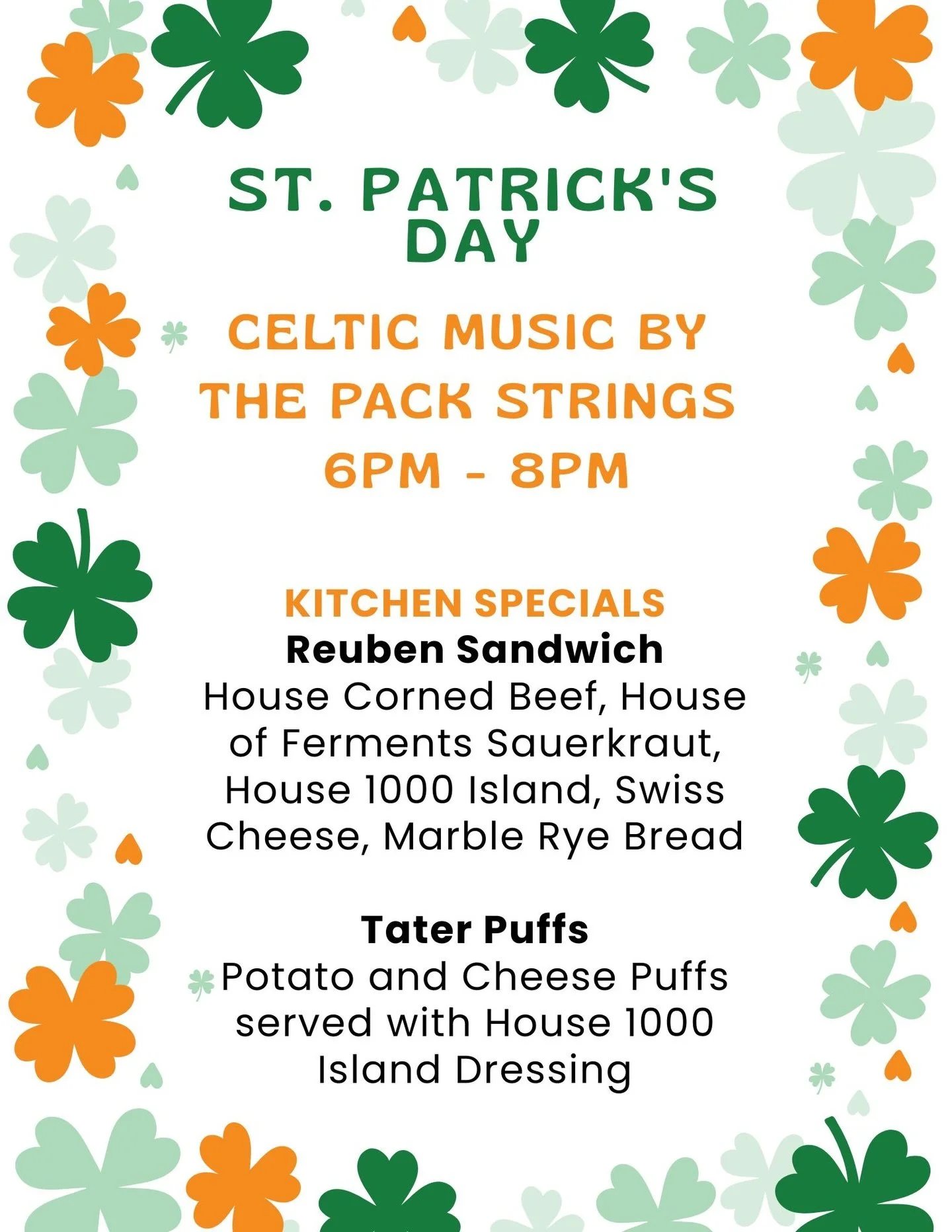 Wear some green and feast out tomorrow with us for St. Patrick&rsquo;s Day! 
.
.
.
#stpatricksday☘️ #cornedbeefreuben #pinchmeimirish #nogreenbeer #hamtownsfinest