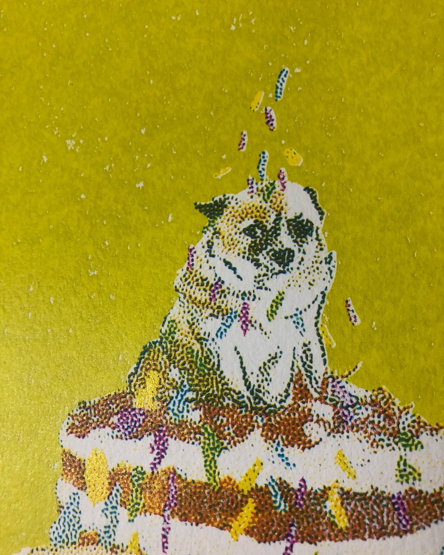 New 5 layer CMYK print coming very soon to your eyes 👀 from @glomoth &amp; @dingle_community_print 💖🔜🐩✨🍰🐕 #cakedog xx