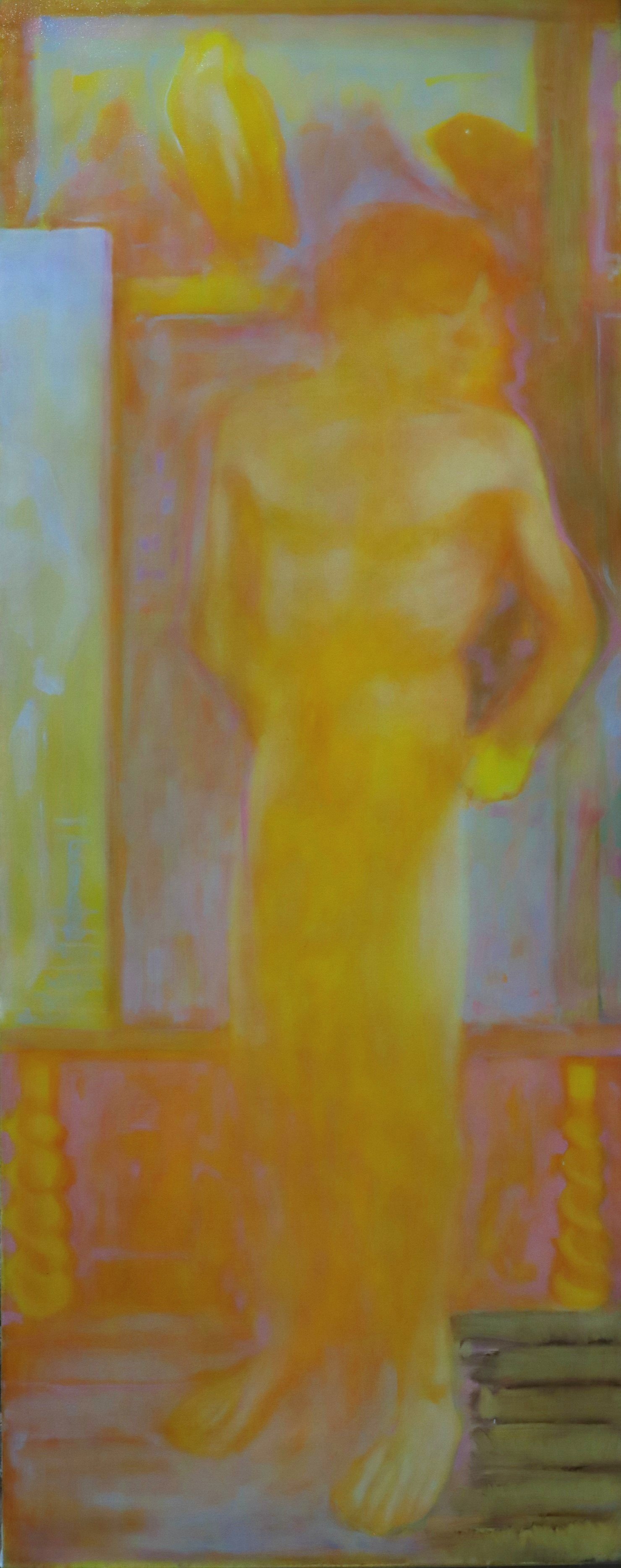 Man with Peregrine Falcon, 2025
oil on canvas
24 x 60 inches.