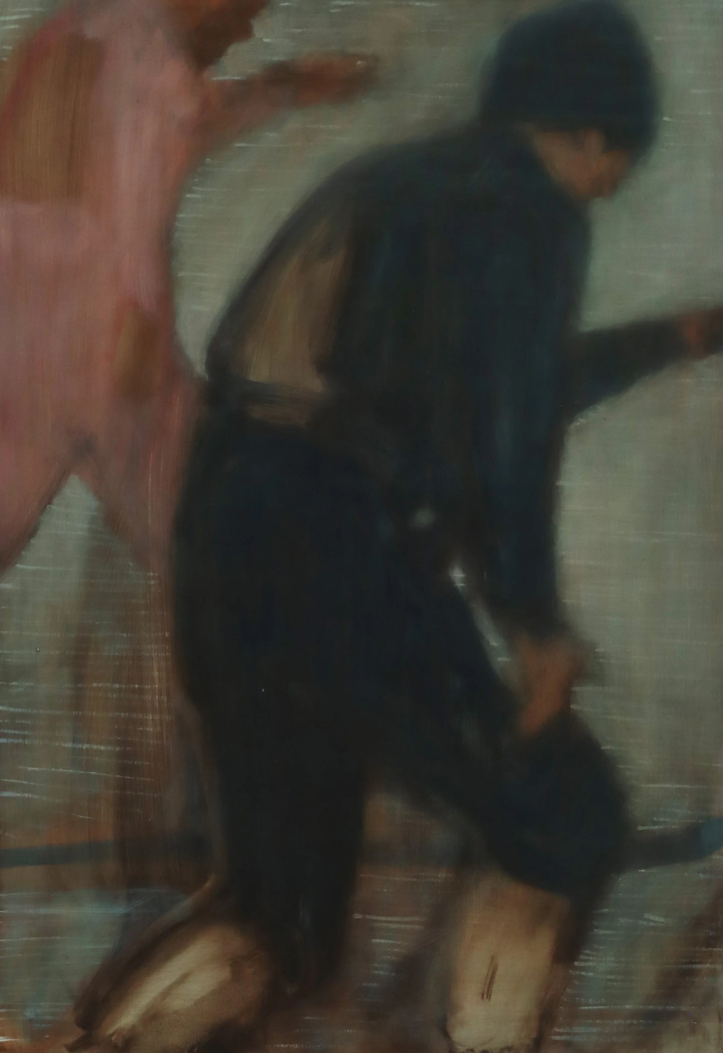 Relay (2026), oil on board, 40 x 60 cm.