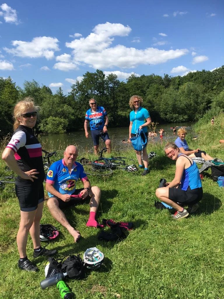 Jenny and friends stopping for an impromptu swim between Bristol and Bath!