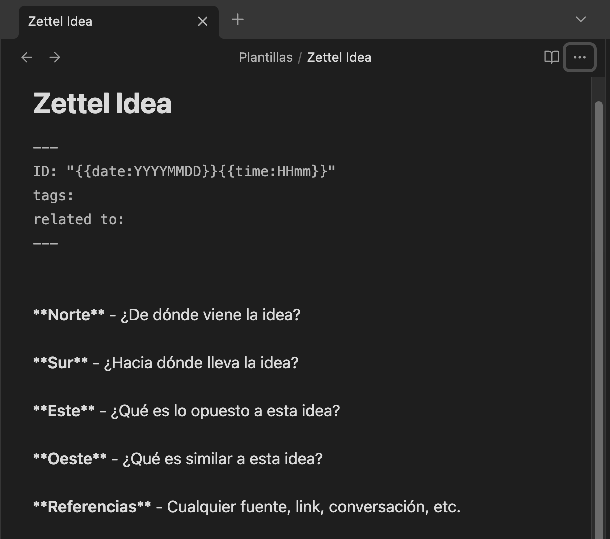 Plantilla básica para Zettelkasten