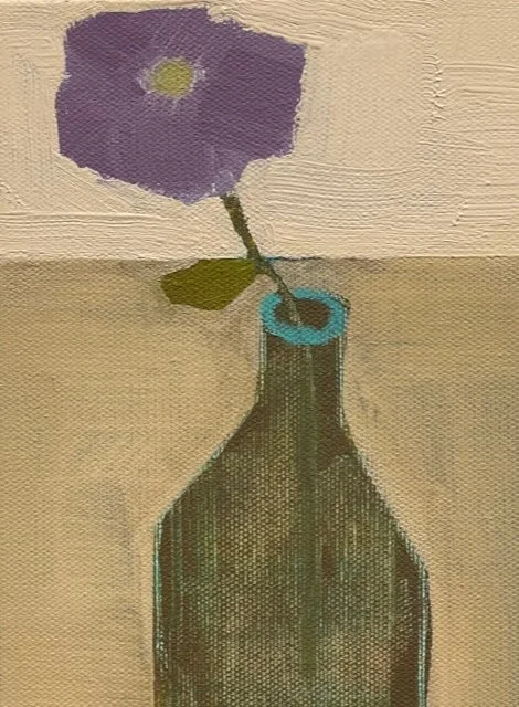 vessel with purple wildflower, 8x6