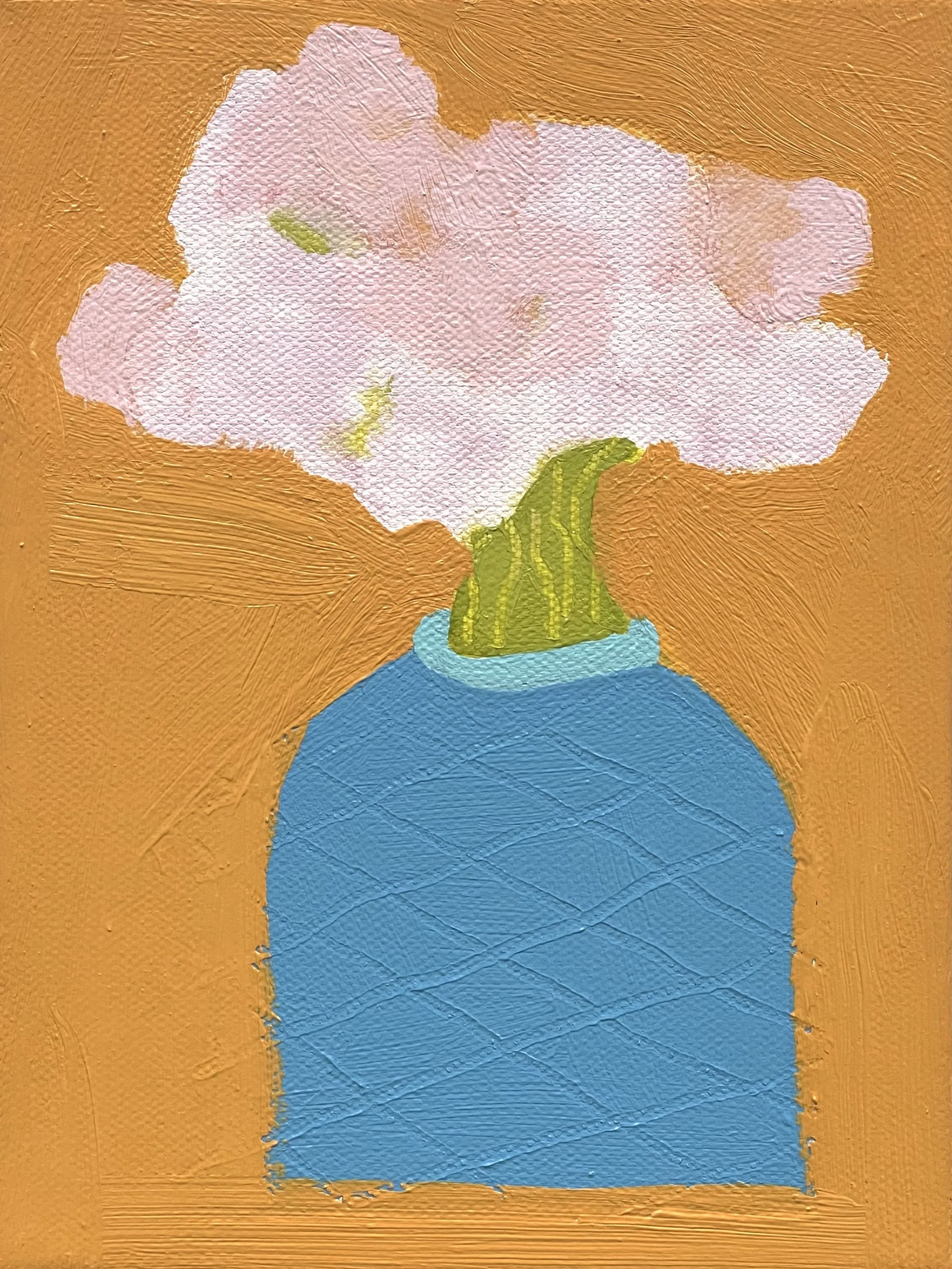 summer blue vessel with beach roses, 8x6