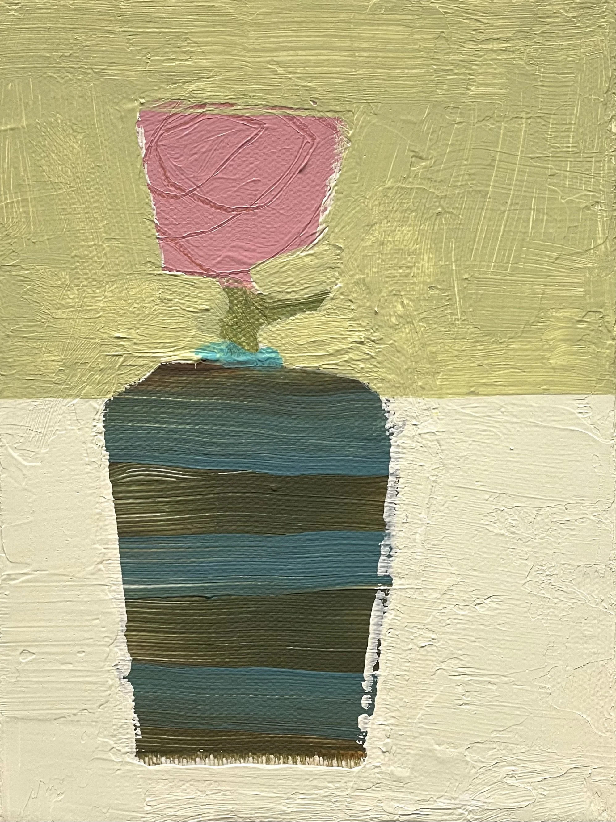 striped pottery and a rose, 8x6