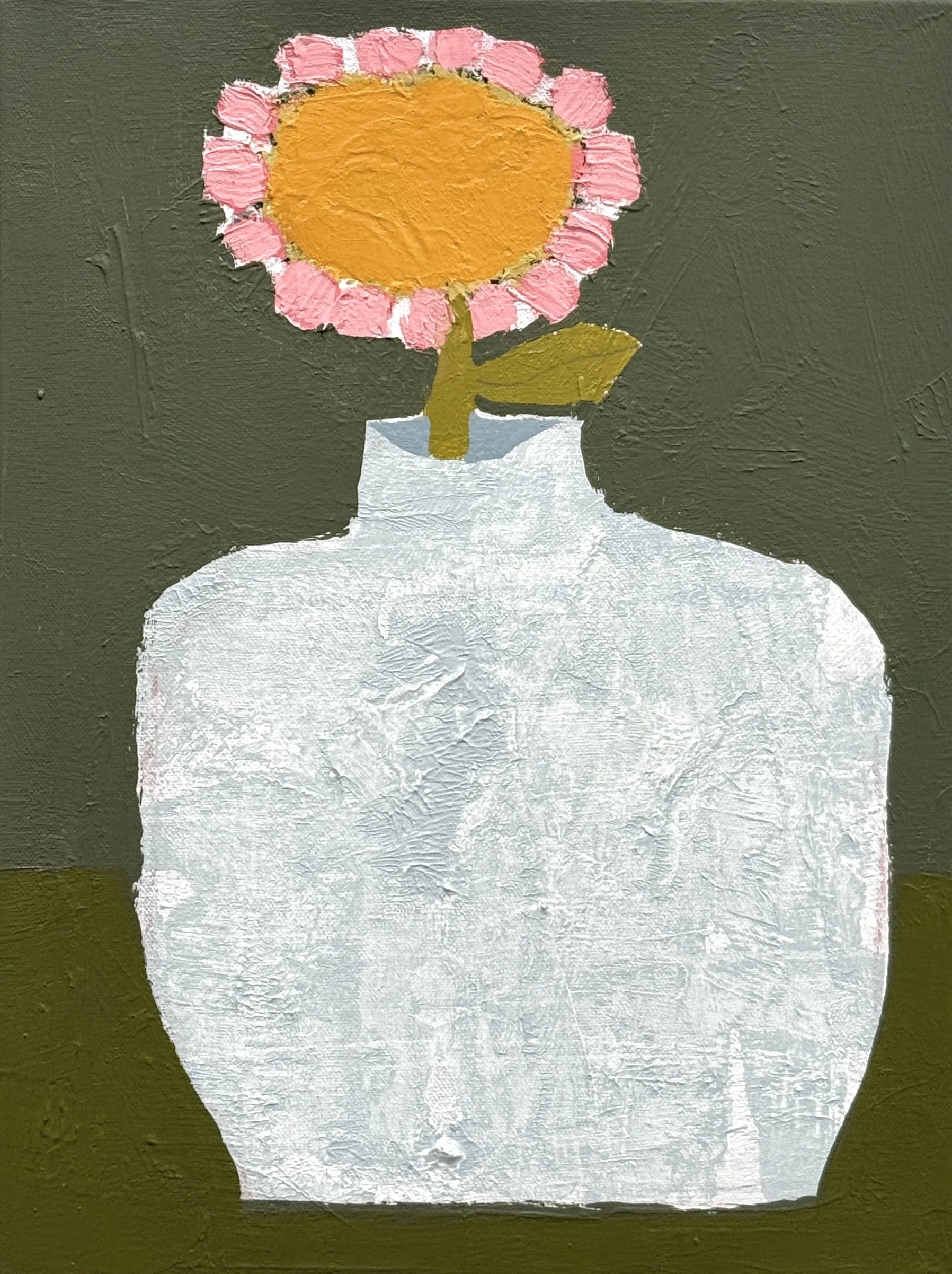 vessel with pink petaled stem, 16x12