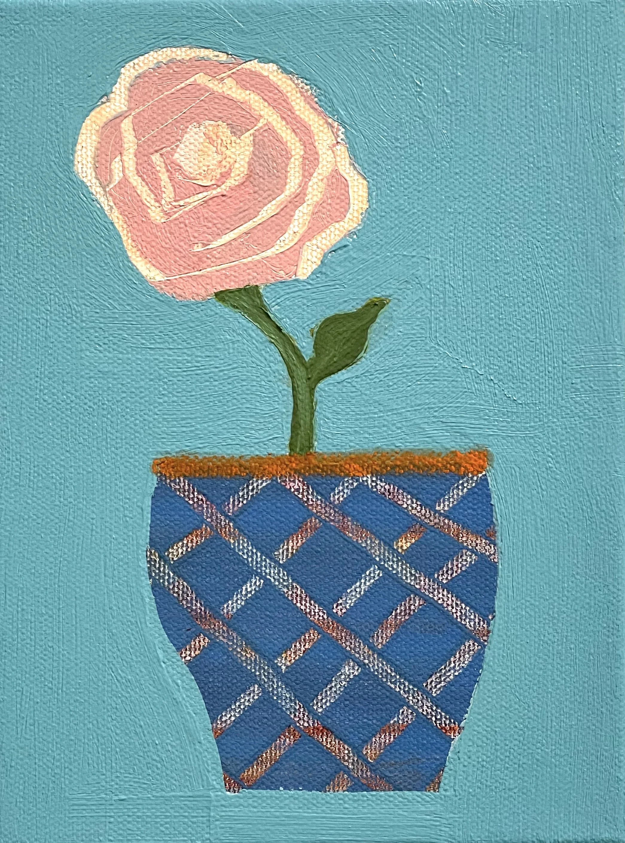 sgraffito vessel and rose, 8x6, (sold)