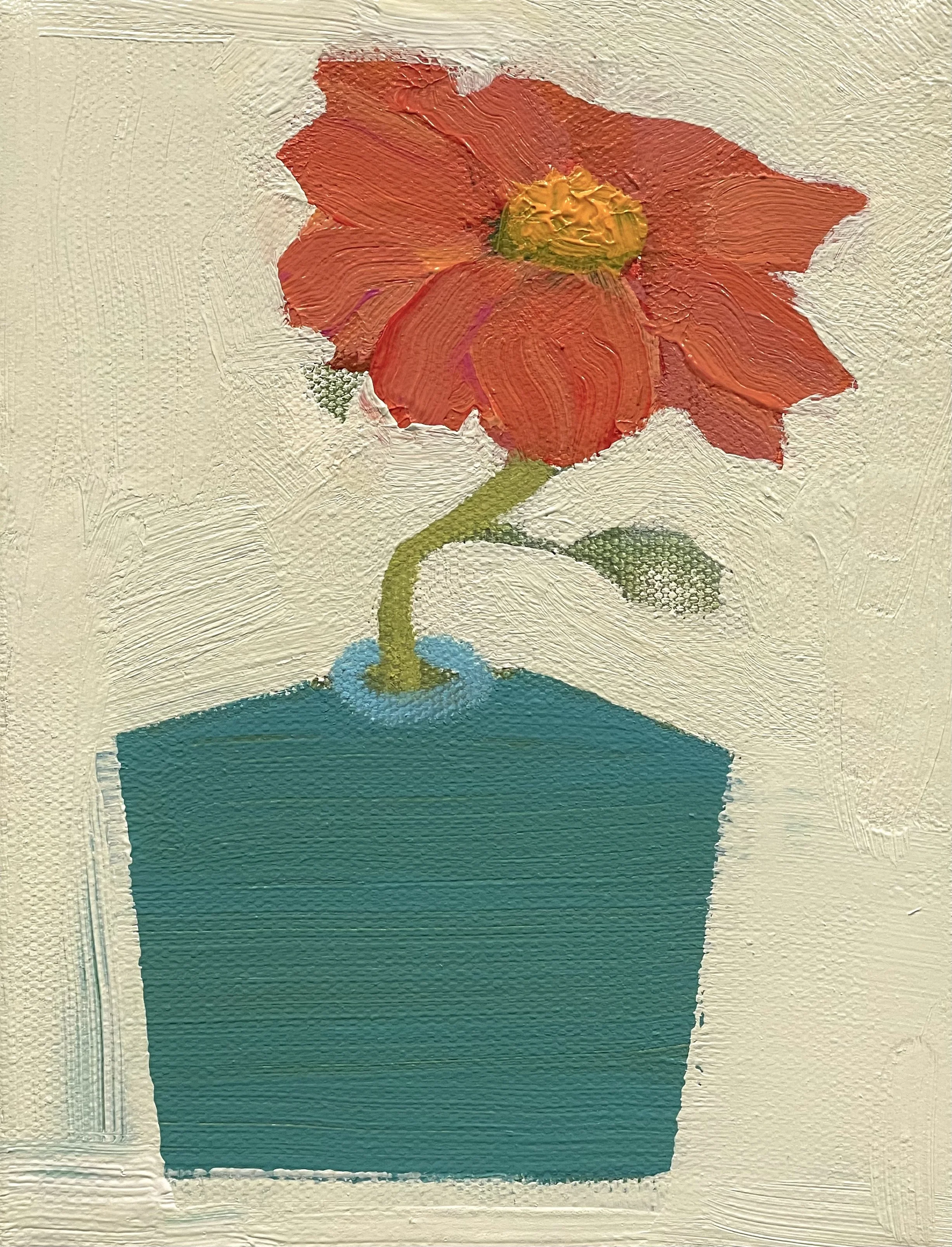 vessel with mexican sunflower, 8x6, (sold)
