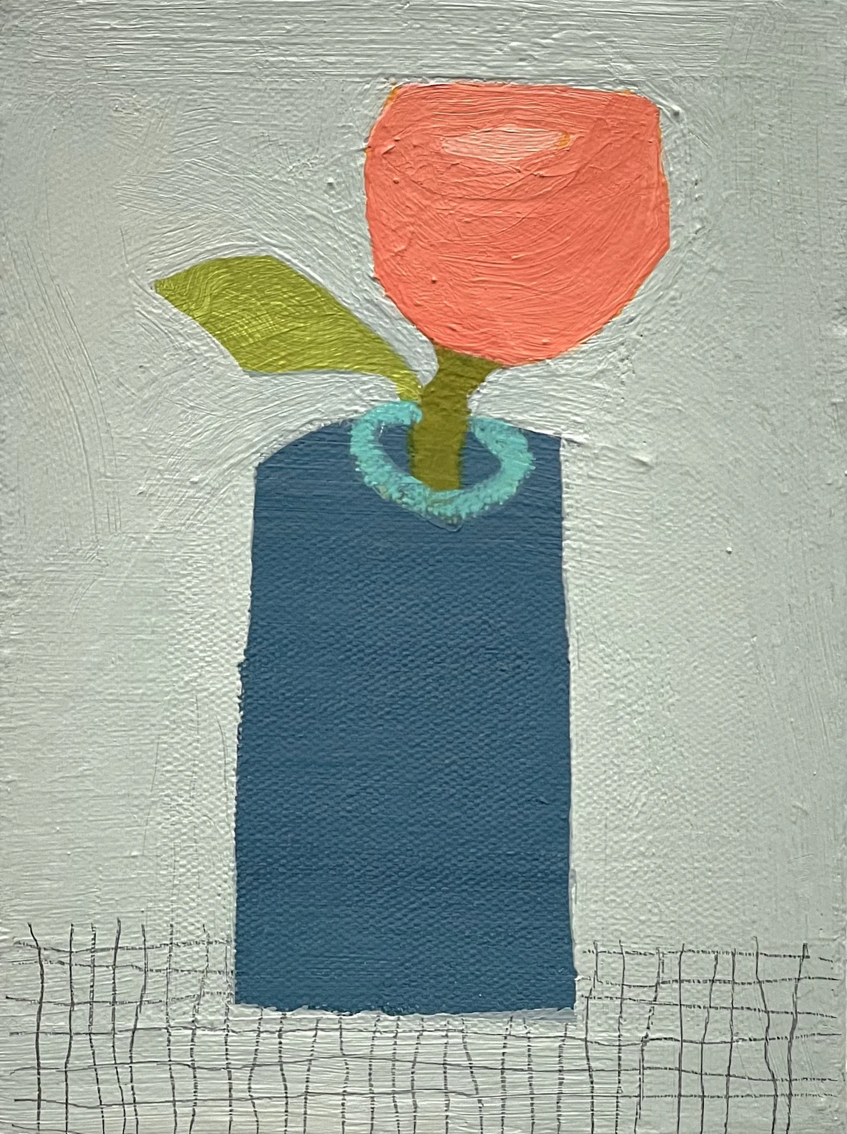 bud vase and single rose, 8x6, (sold)