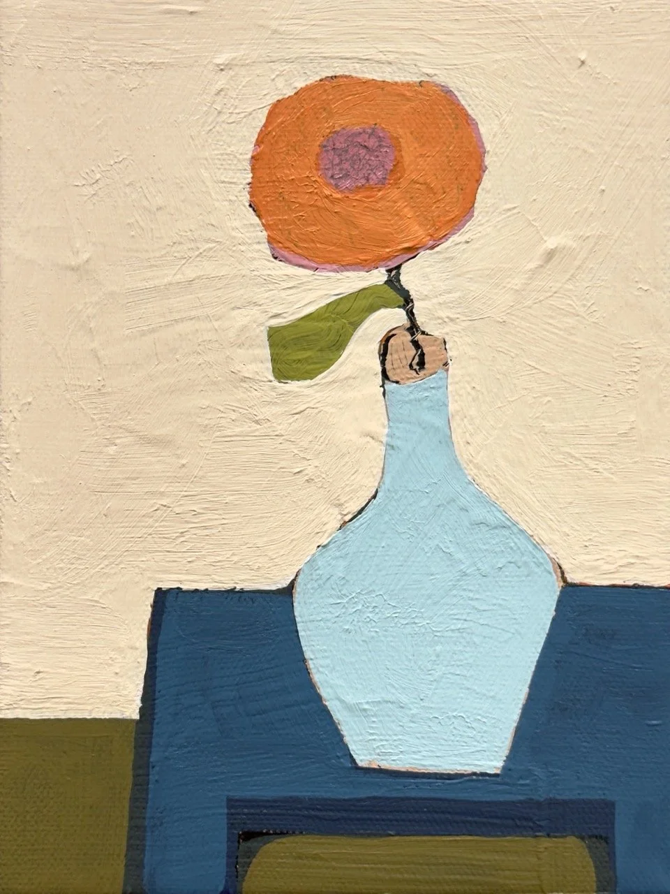 light blue vessel with orange flower, 8x6