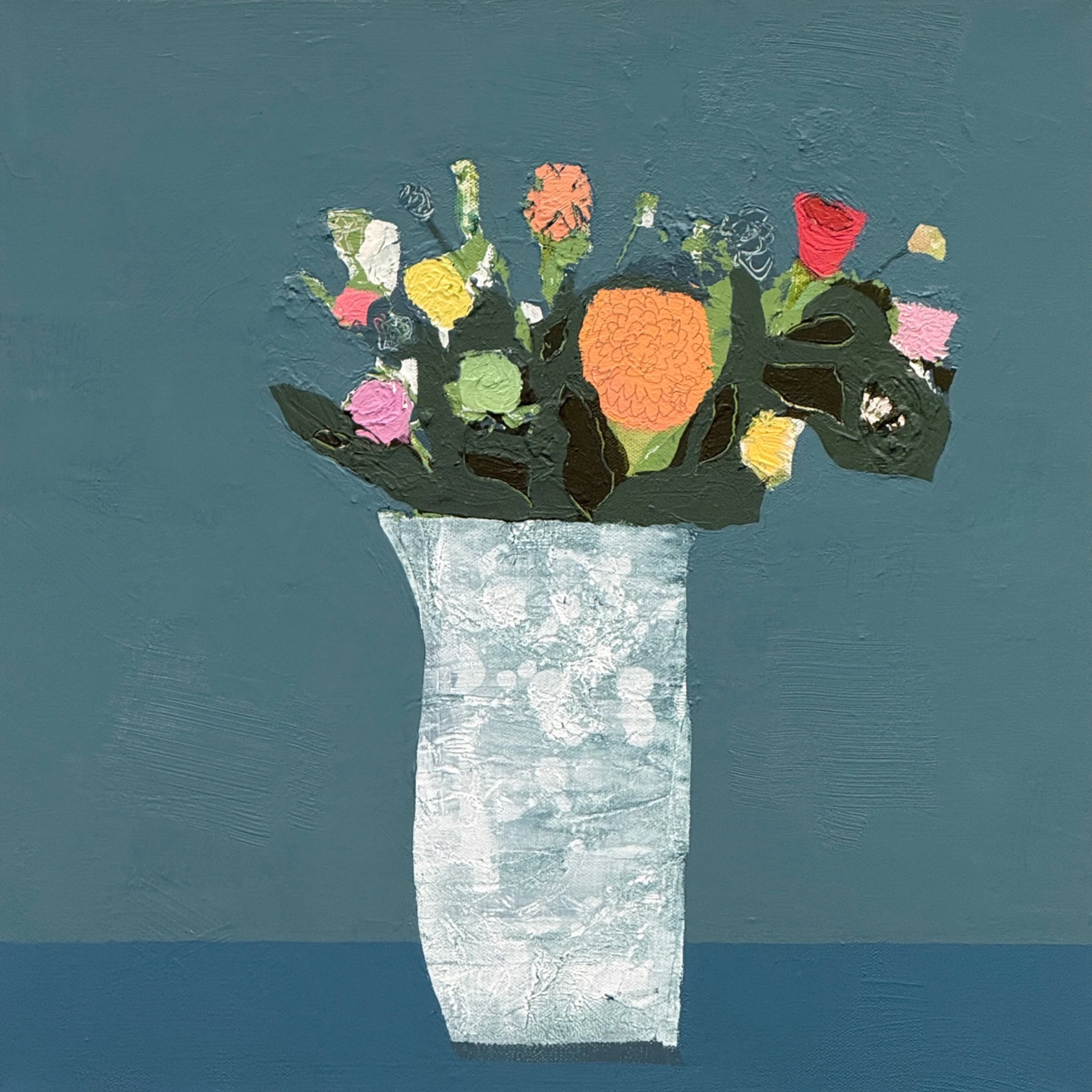vessel with bright bouquet, 18x18