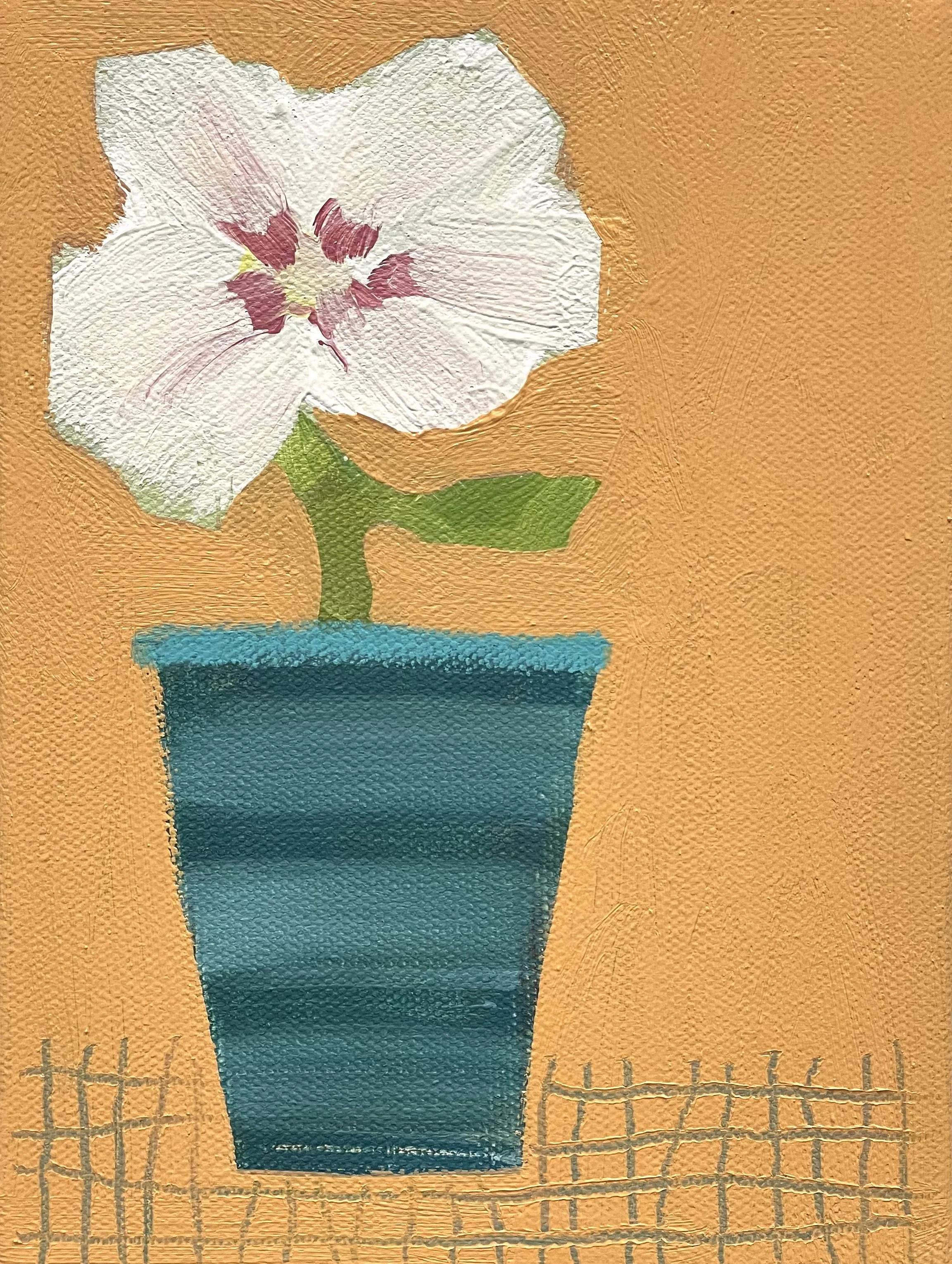 vessel with rose of sharon, 8x6