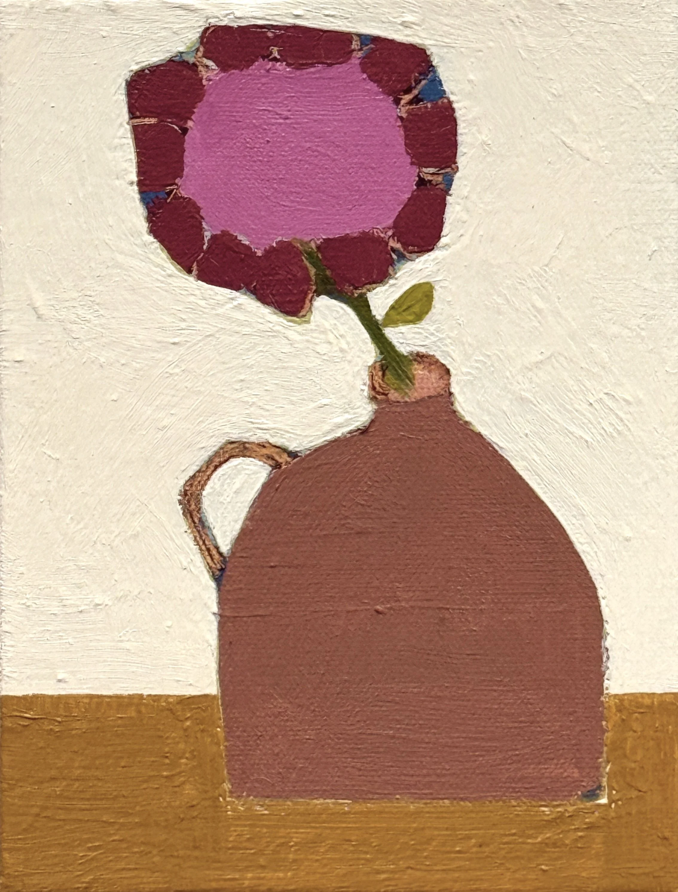 jug with quirky flower, 8x6