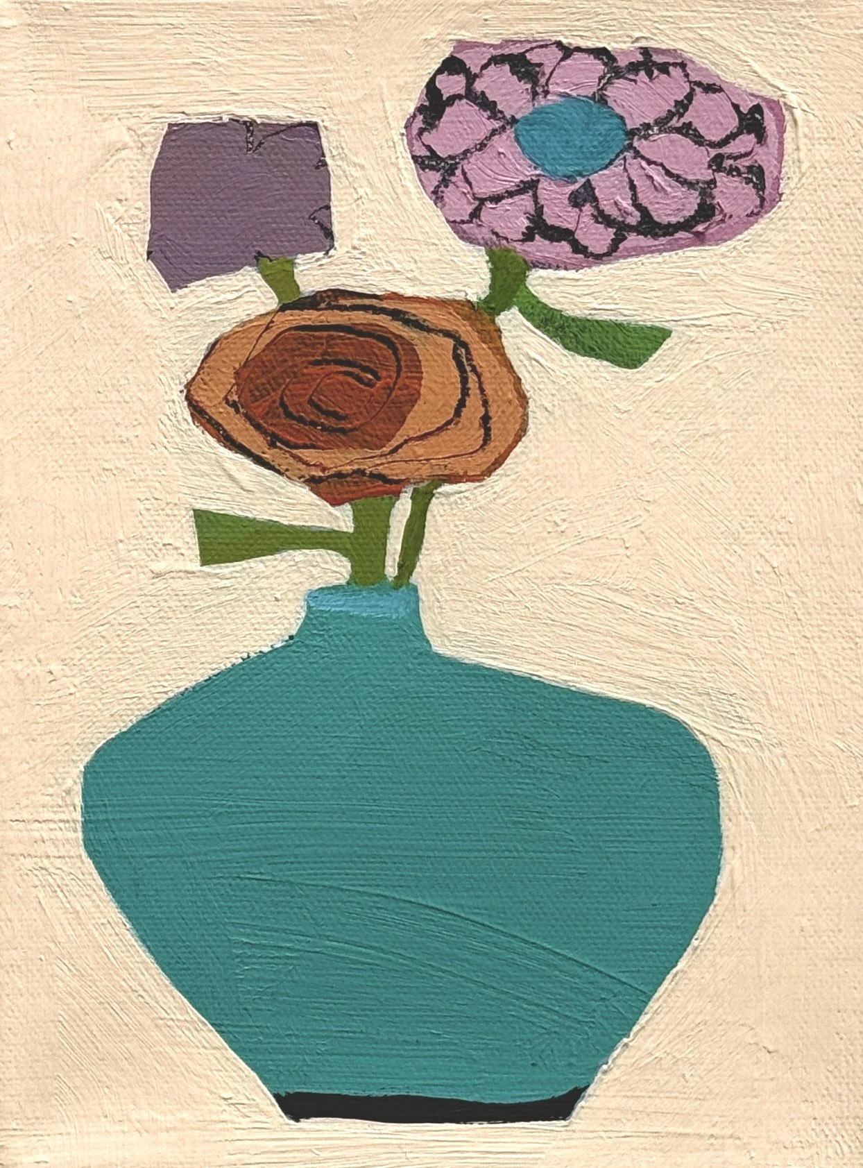 vessel with a trio of flowers, 8x6