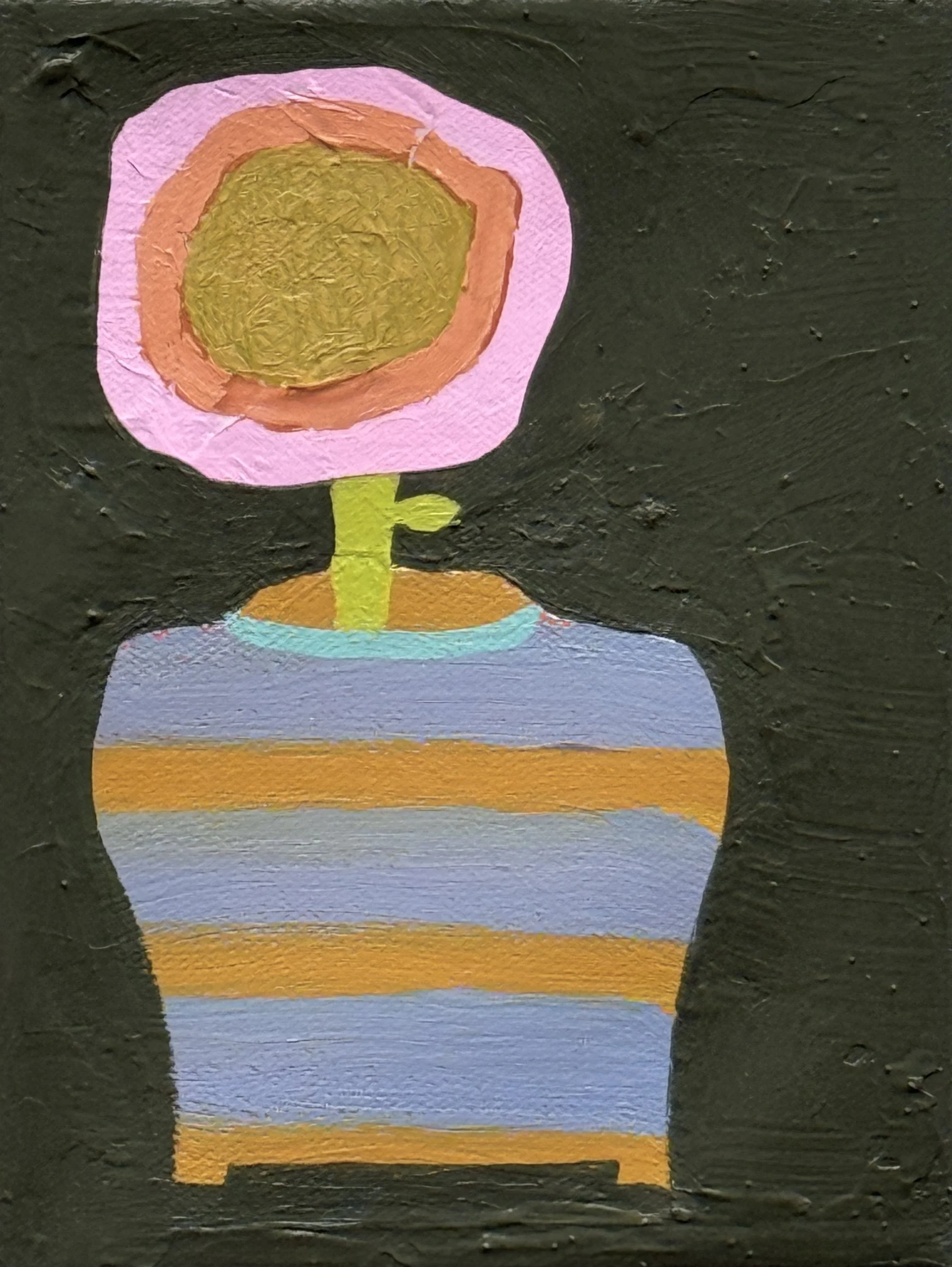 


pink poppy in a striped vessel, 8x6