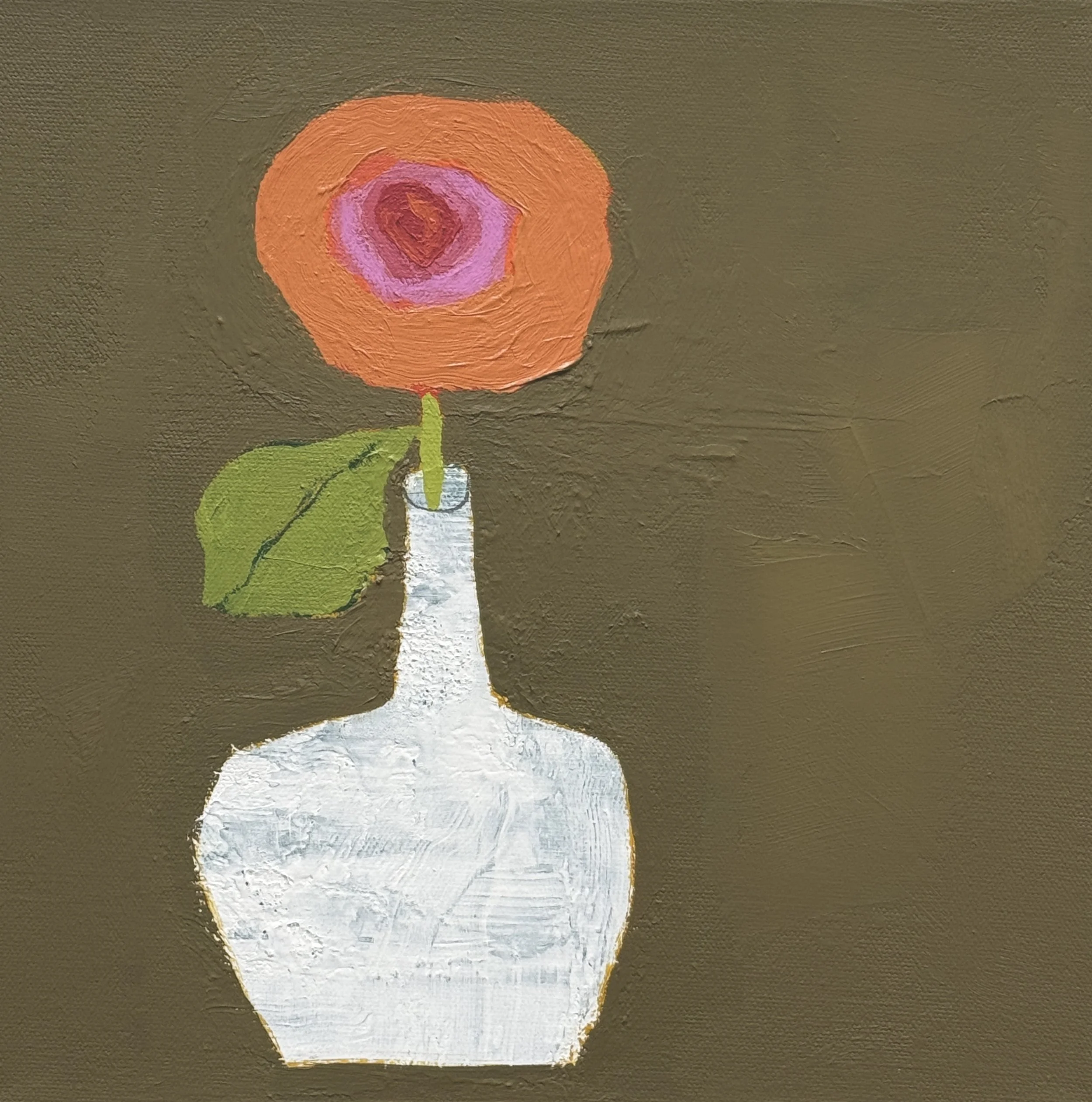 bright vessel with orange flower, 12x12
