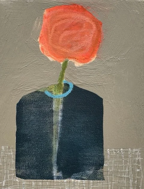 quirky vessel with flower stem, 8x6  (sold)