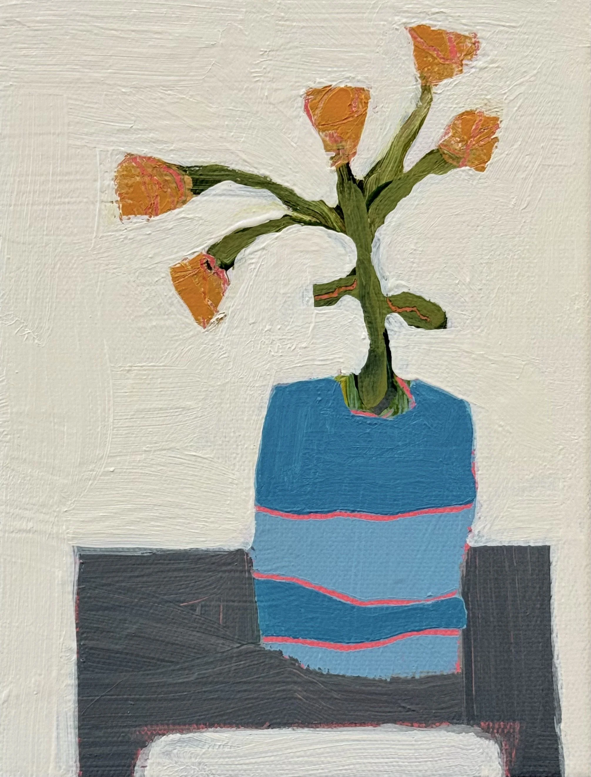 still life with blue and pink stripes, 8x6