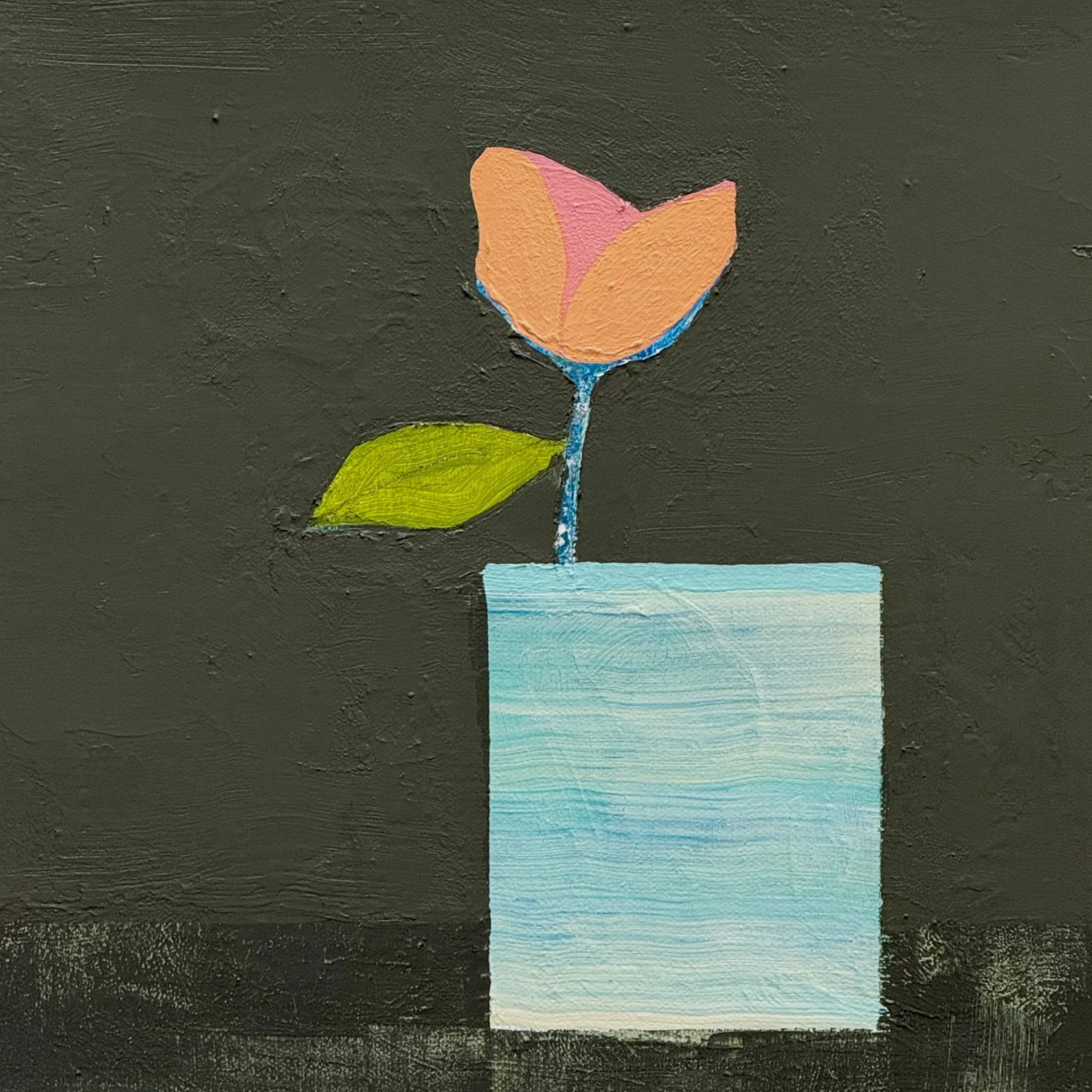 striped vessel with tulip, 12x12