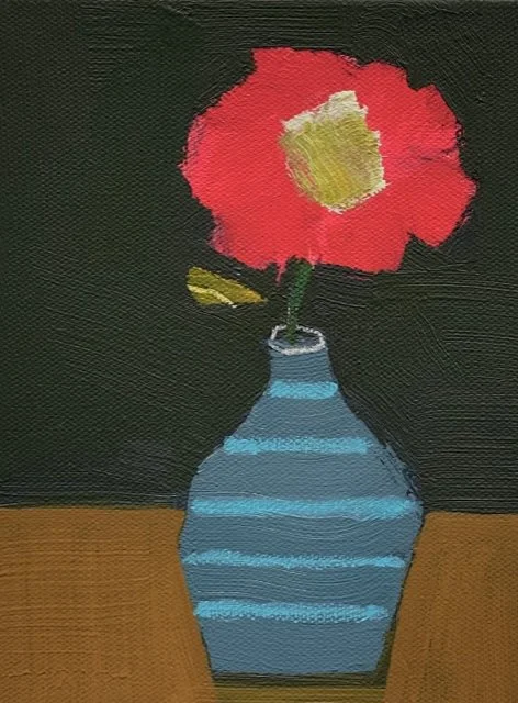 striped vessel with provencal flower, 8x6