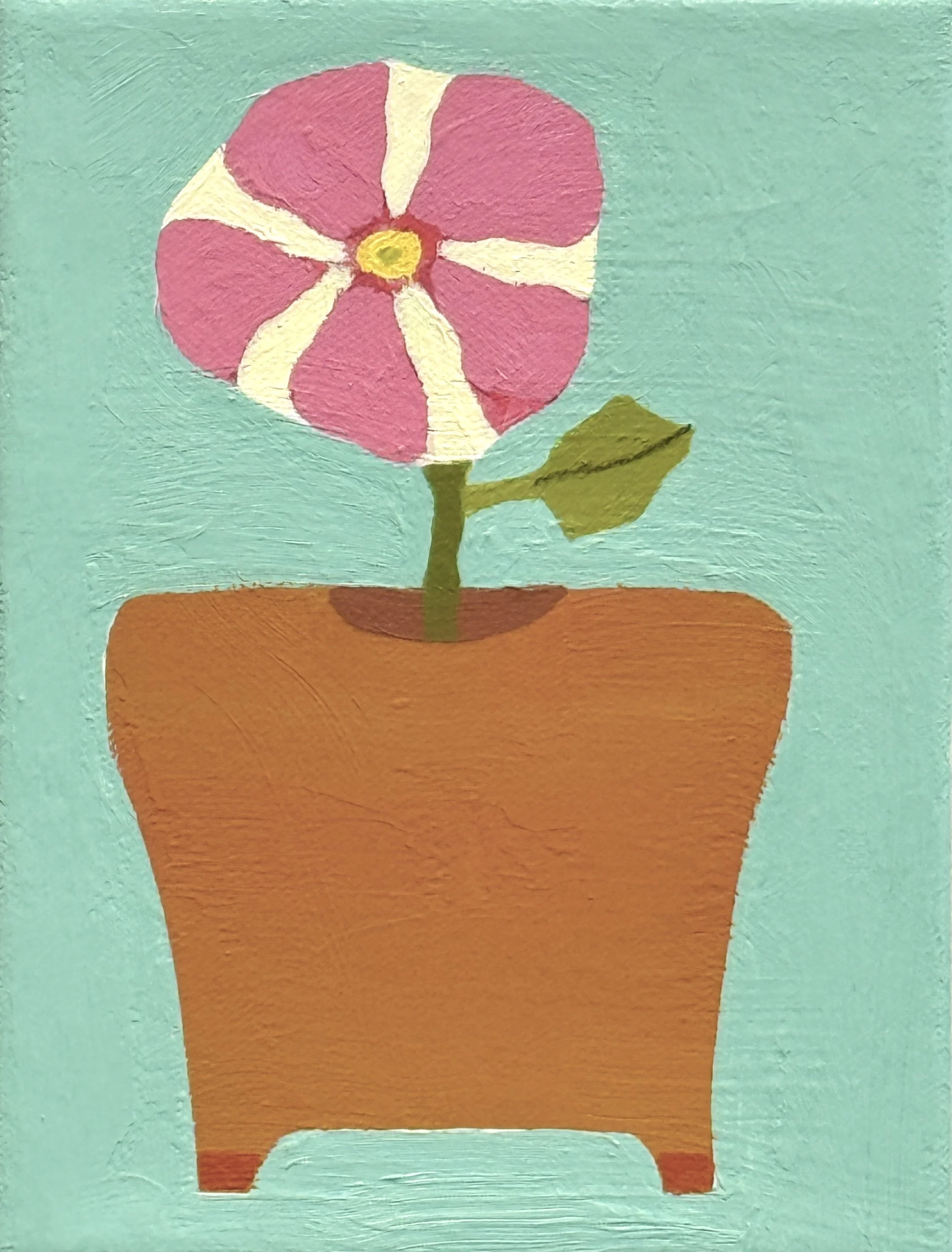 clay vessel and a petunia, 8x6