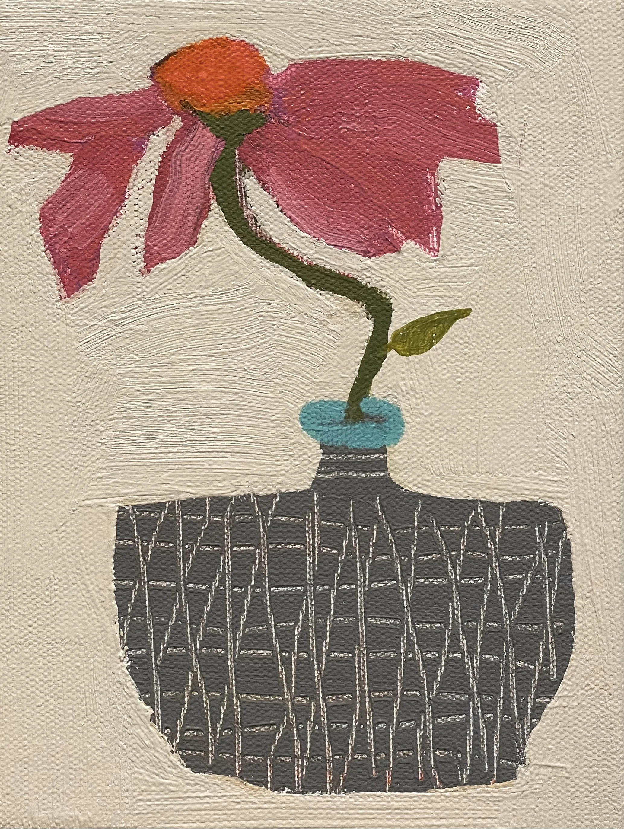 sgraffito vessel with single stem, 8x6 (sold)