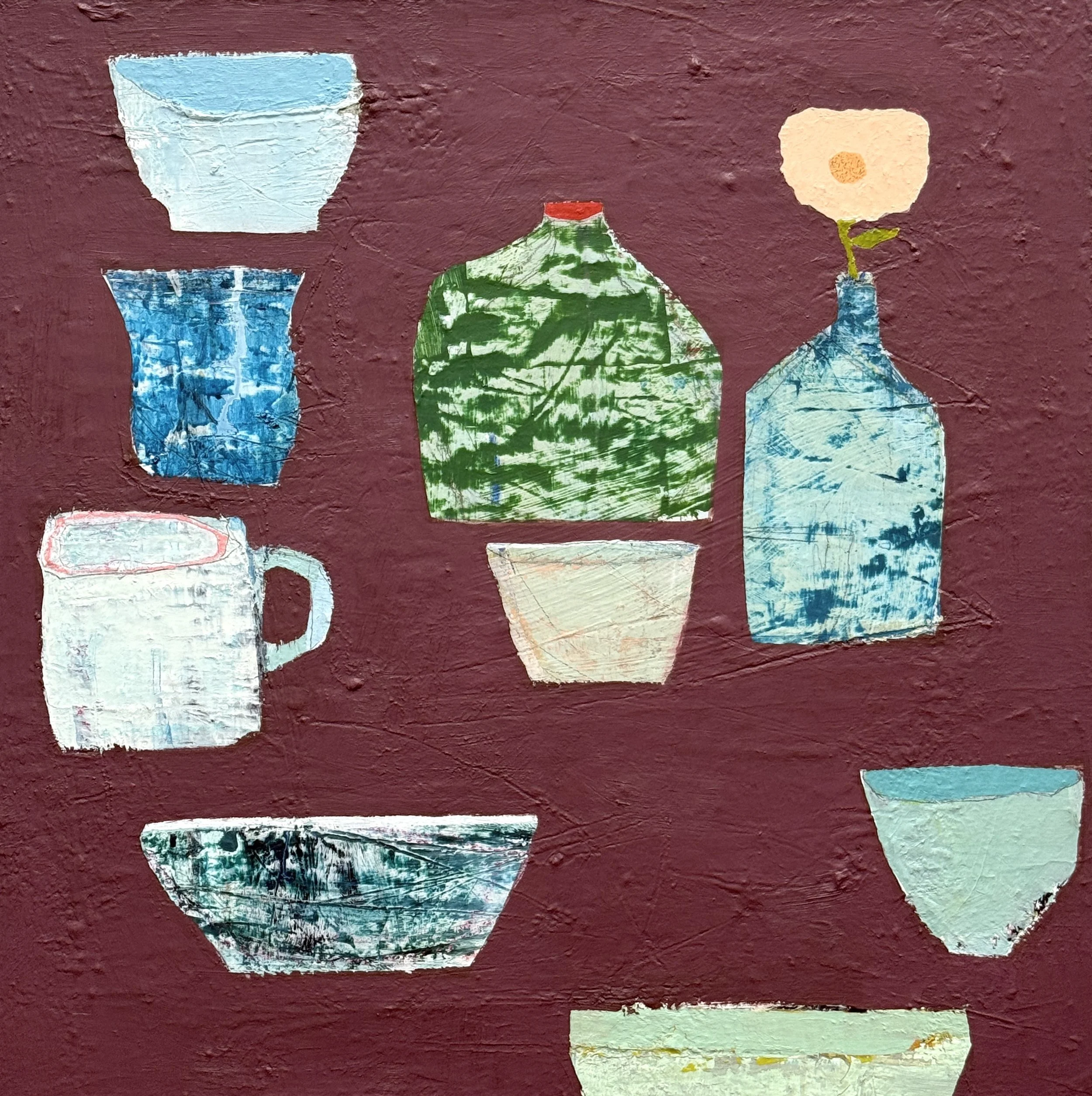 vessels and a flower, 24x24