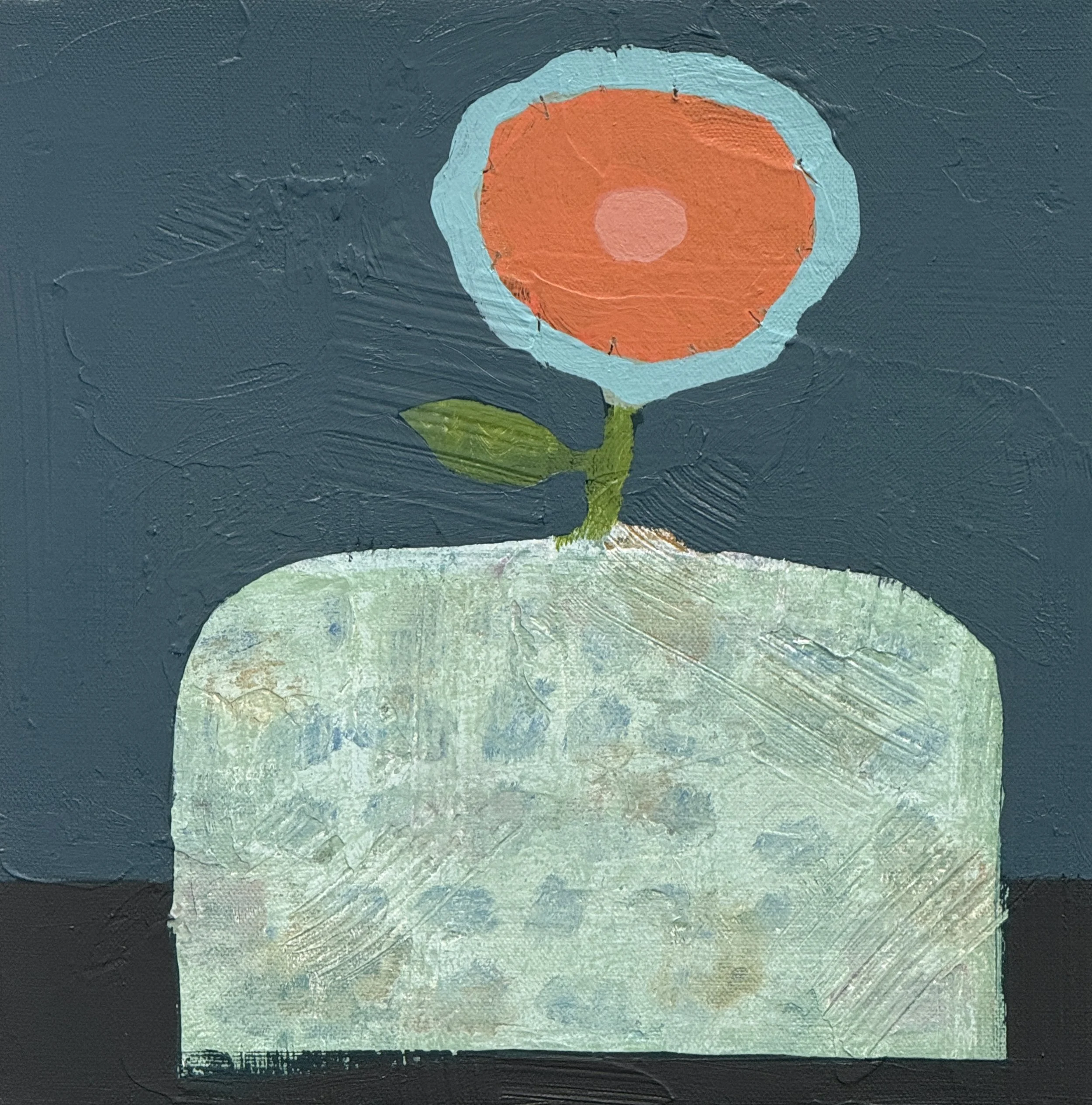 granite vessel and flower stem, 12x12