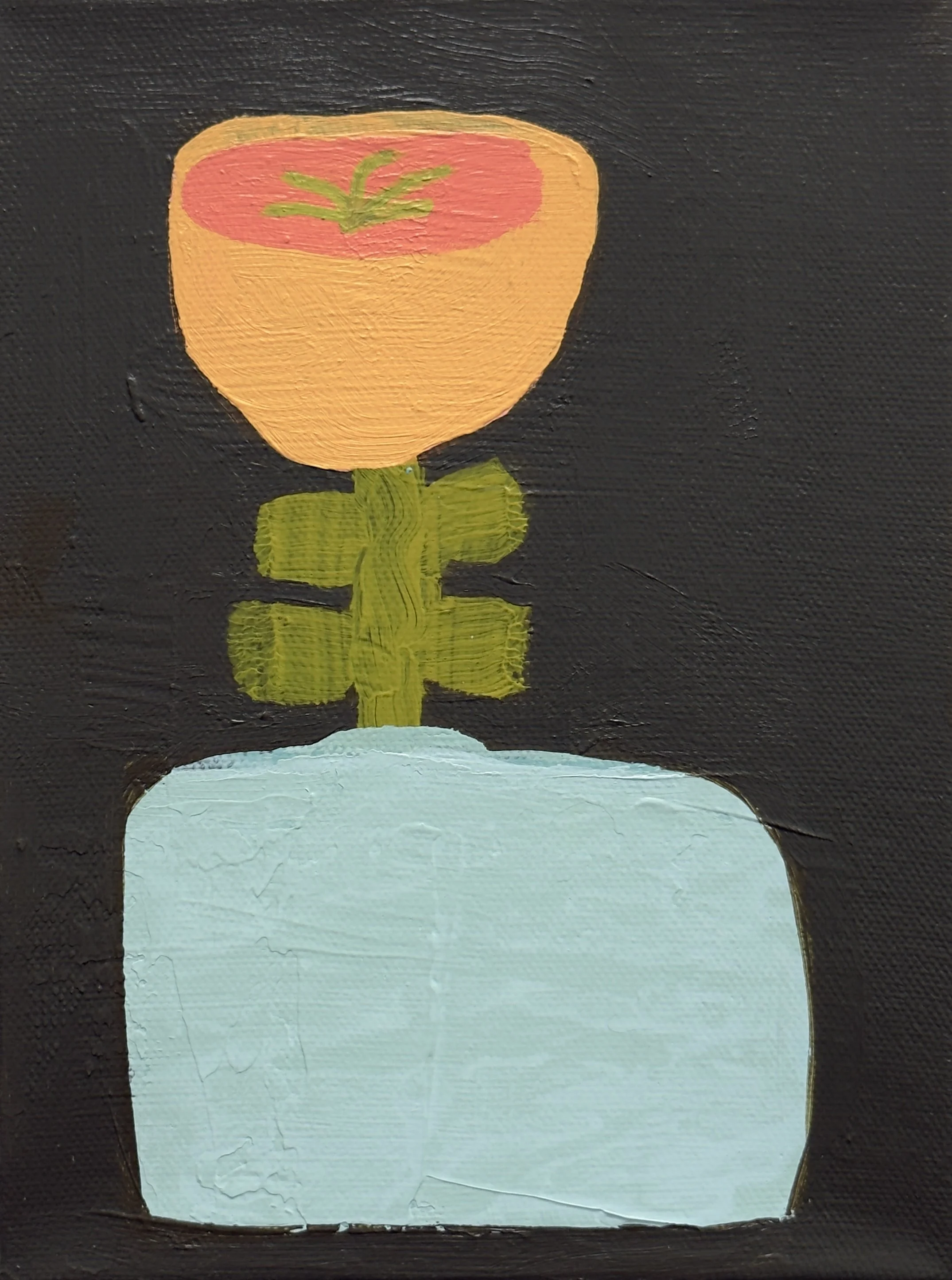 textured vessel with fruit flower, 8x6