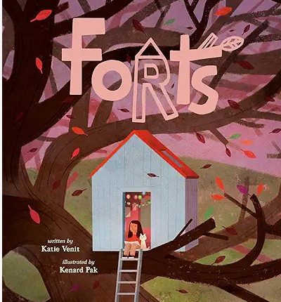 Forts by Katie Venit, illustrated by Kenard Pak 

The world is filled with forts.
Tiny worlds within this world…
With vivid pictures, Forts demonstrates that everyone needs a personal space—a spot to retreat, imagine, and dream. Whether it’s a tree h