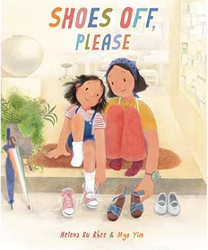Shoes Off, Please. Mina loves her Korean traditions, but she’s unsure how her friends will react to one particular custom—removing shoes before entering the house. With encouragement from her mom, Mina shares her family’s tradition and discovers that