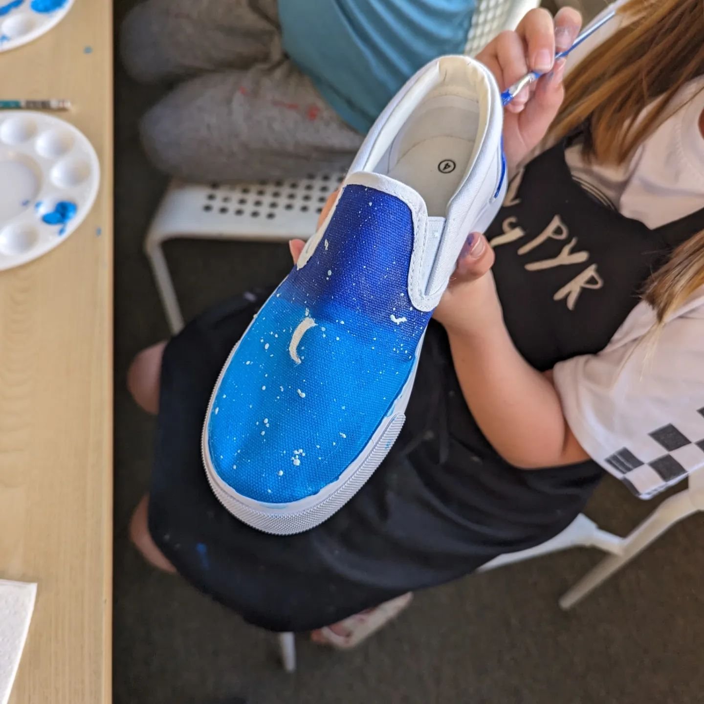 Our 3rd to 5th grade students painted custom shoes!