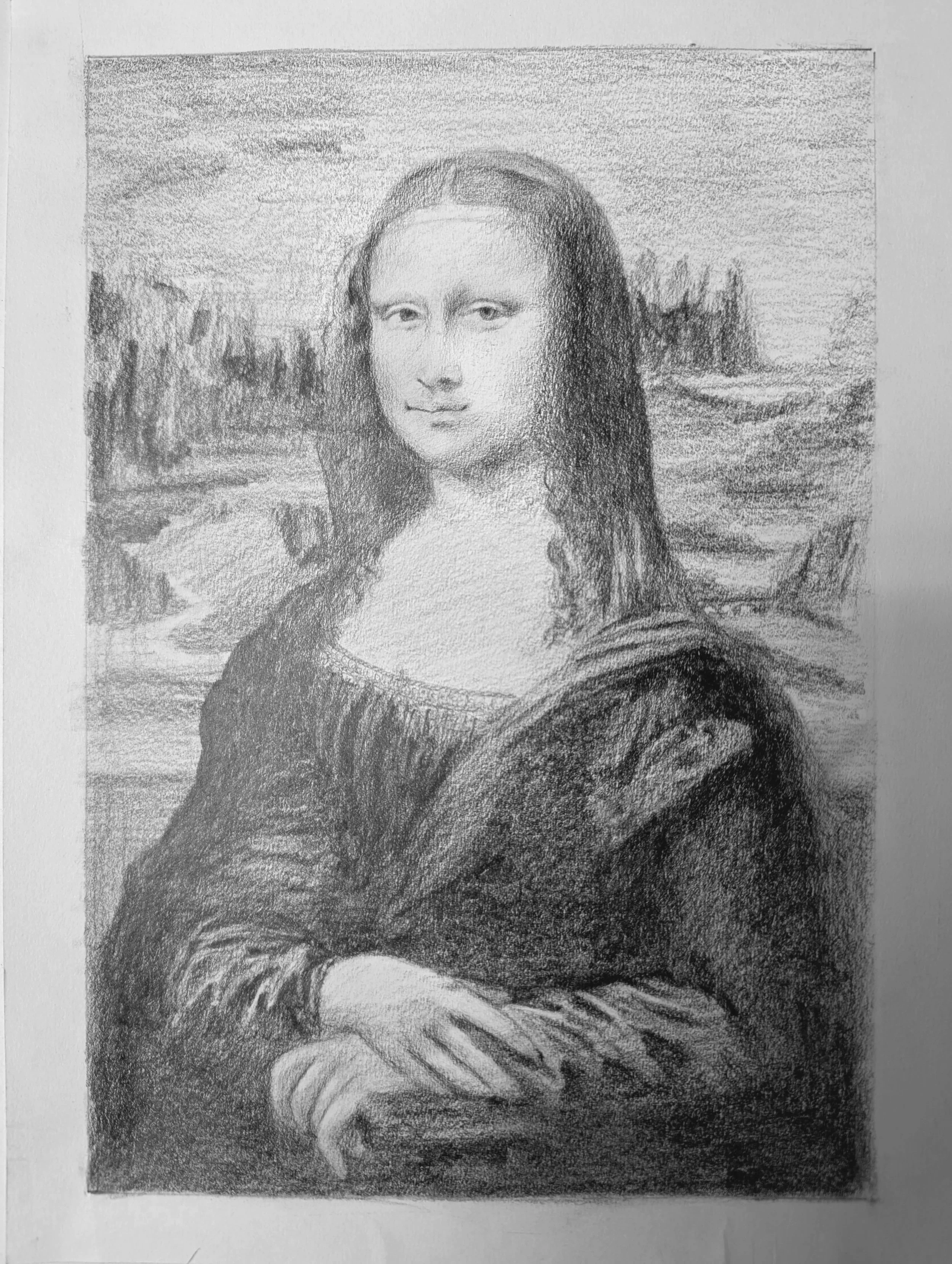 Pencil sketch of Mona Lisa