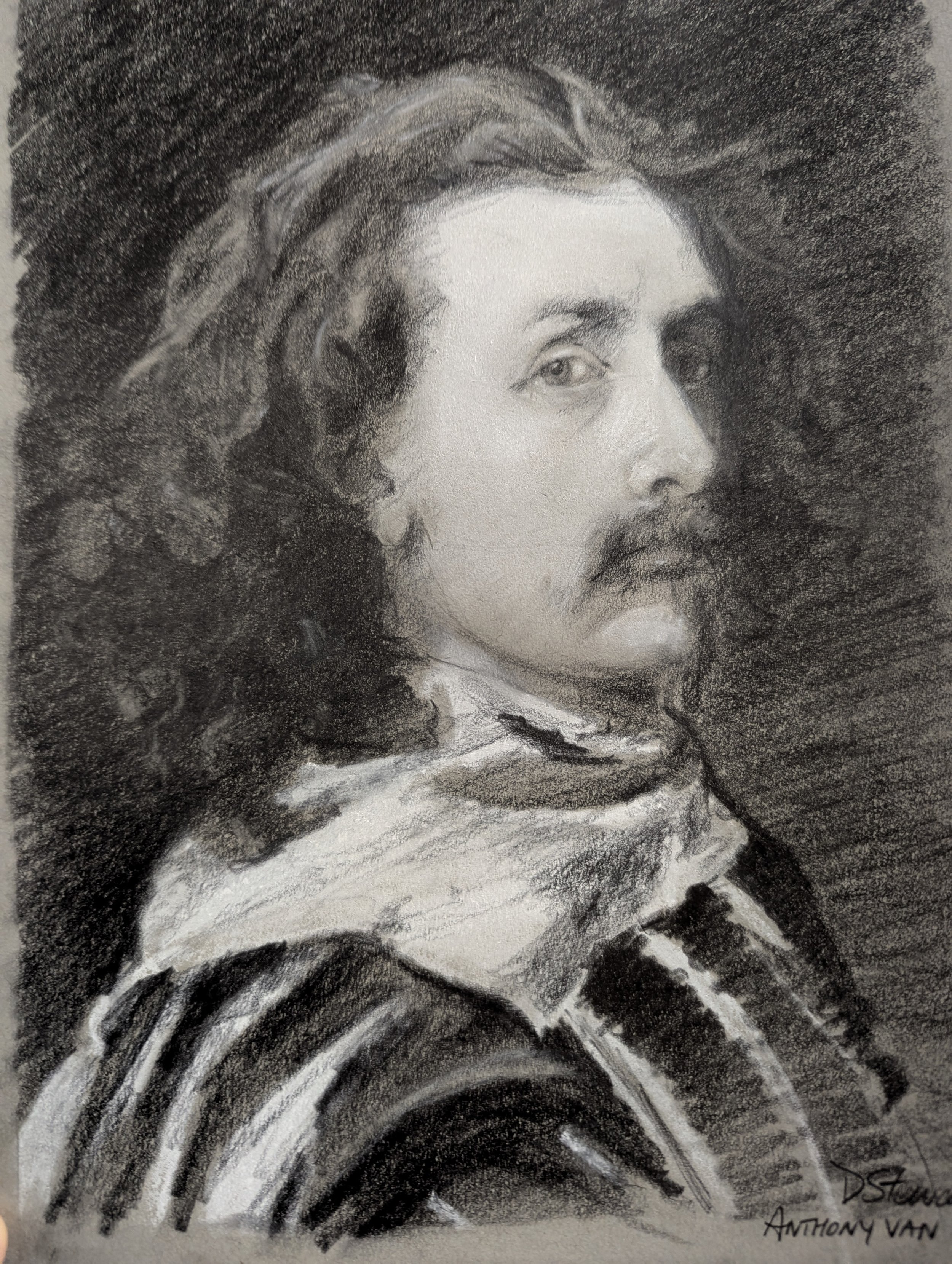Pencil and Chalk Drawing of Anthony Van Dyke