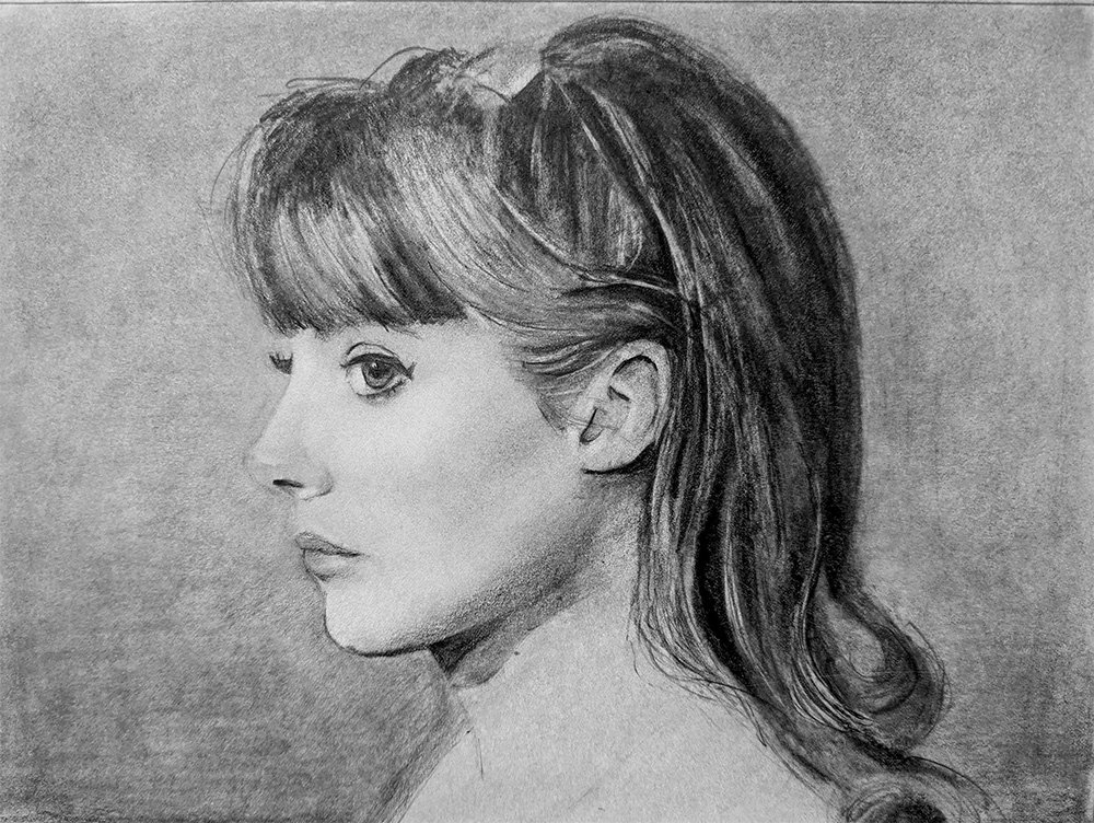 Pencil Drawing of Actress Françoise Dorléac