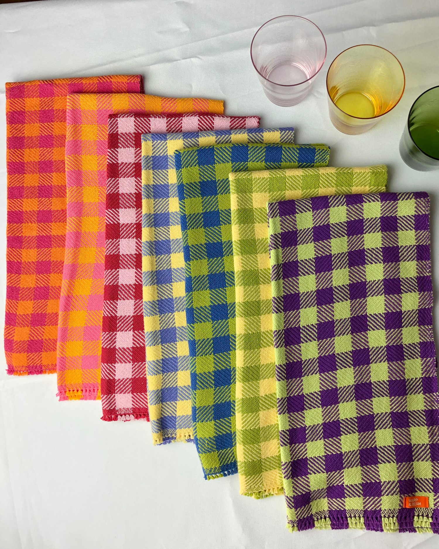 Handwoven cotton checkerboard kitchen towels — Warp and Beam