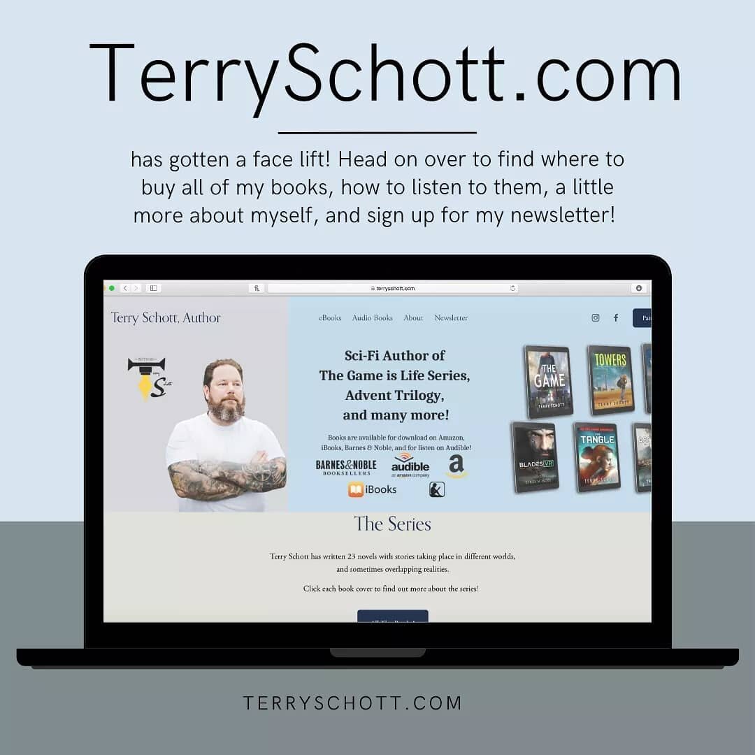 My new website is now up and running, live for all to see!

Head on over to terryschott.com to find all my books and how to read and listen to them, as well as a little more about me, and to sign up for my newsletter! 

Go give it a look! Link is in 