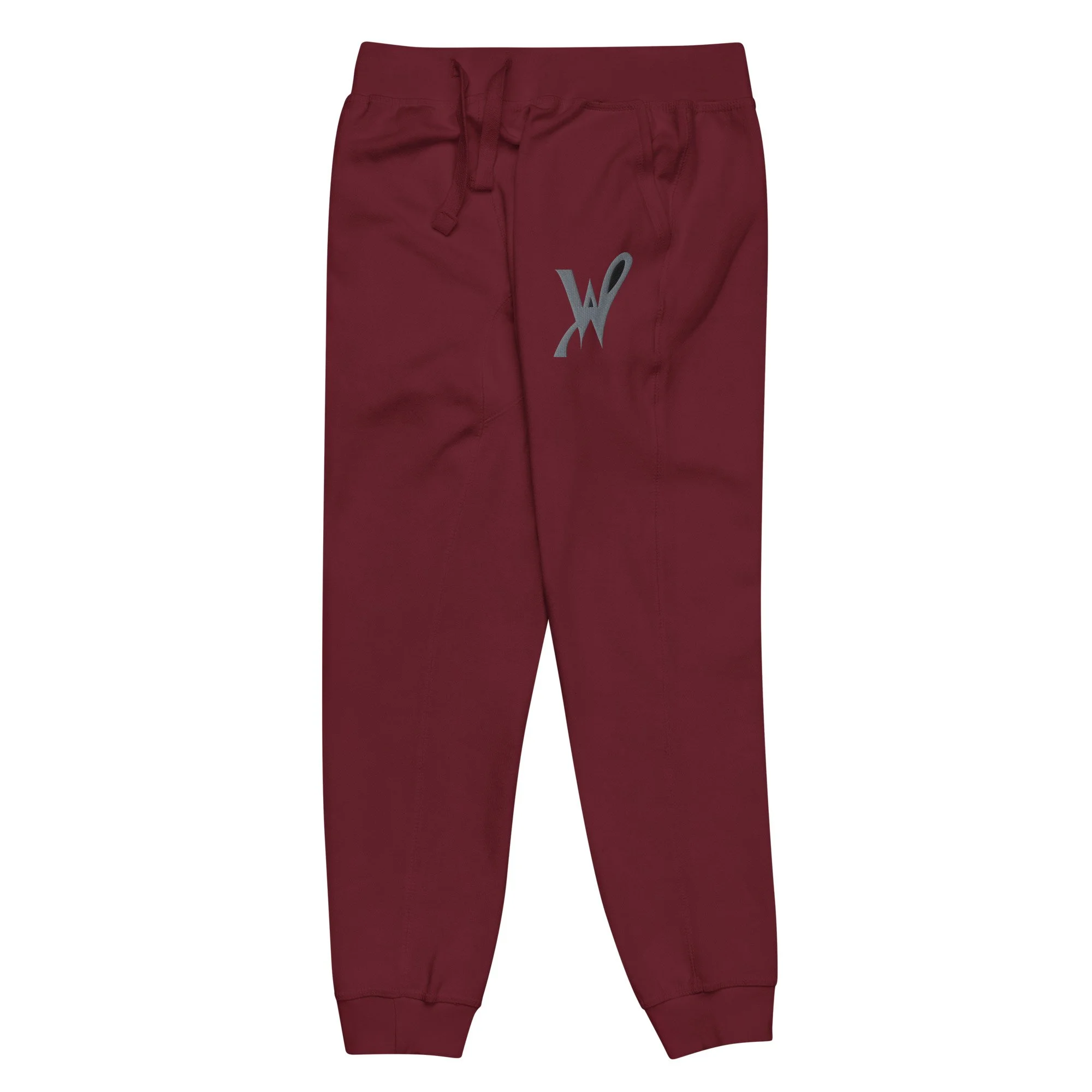 unisex-fleece-sweatpants-maroon-front-left-692d3d1b60c4b.jpg