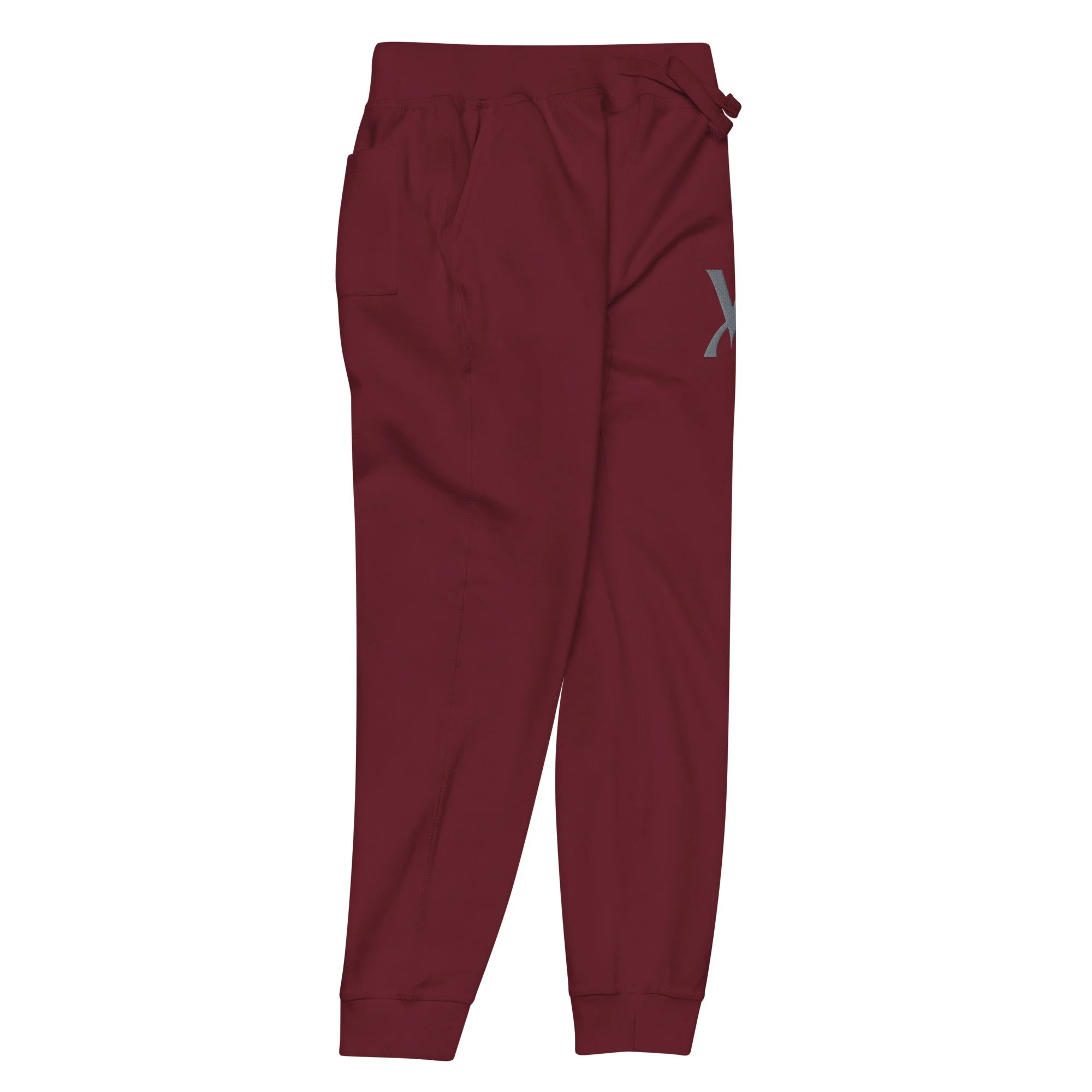 unisex-fleece-sweatpants-maroon-front-right-692d3d1b60d48.jpg