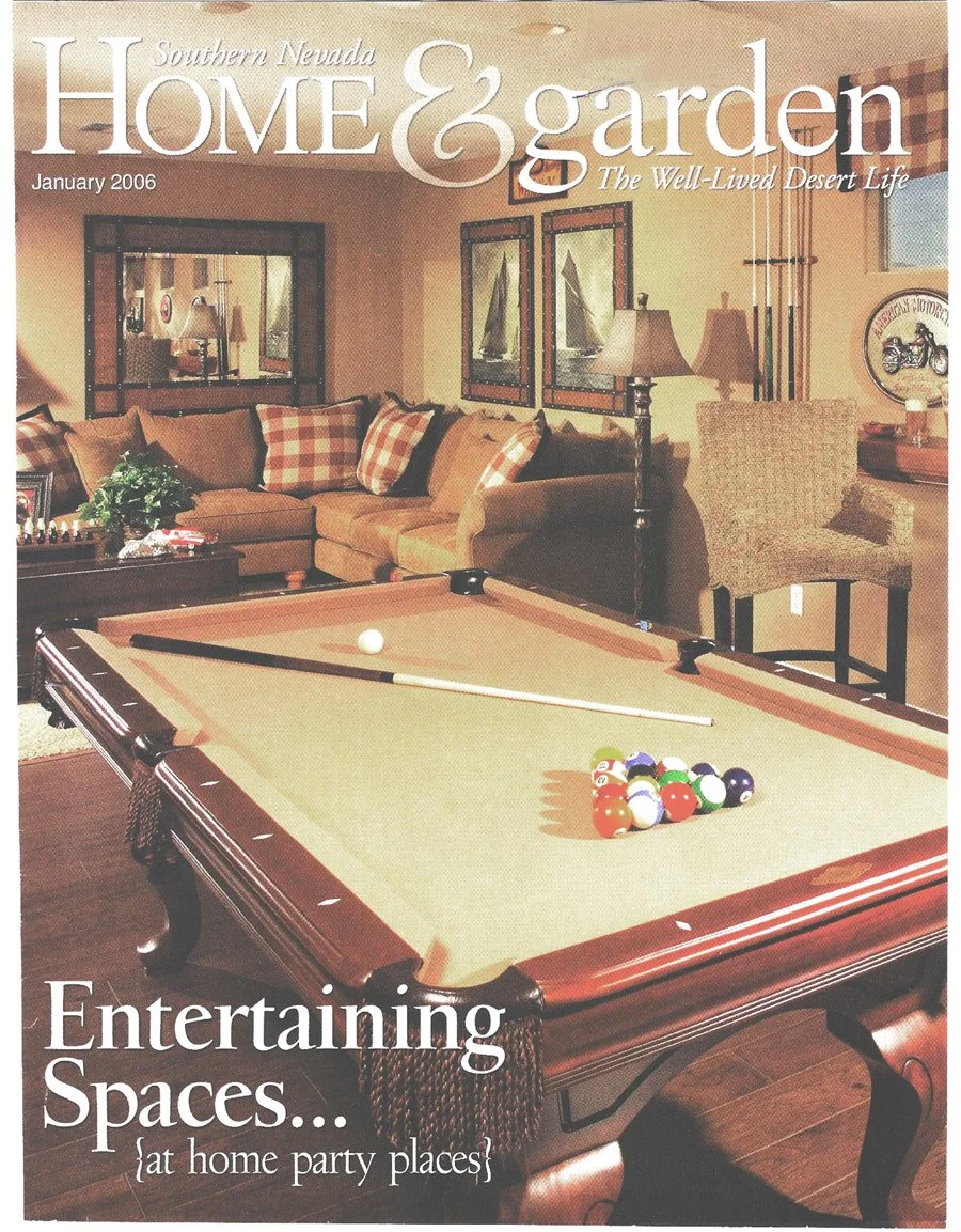 Cover of January 2006 issue of Southern Nevada Home & Garden magazine, featuring a living room with a pool table and comfortable seating.