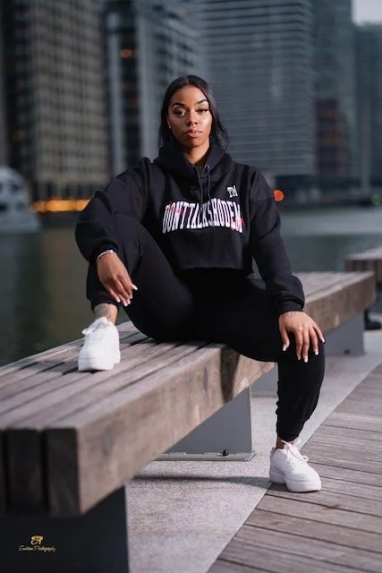 Ladies Black Crop Top & Bottoms (Size 12-14)