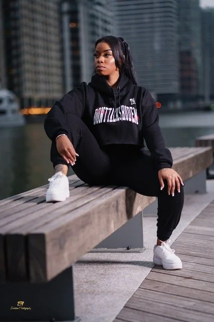 Ladies Black Crop Top & Bottoms (Size 12-14)