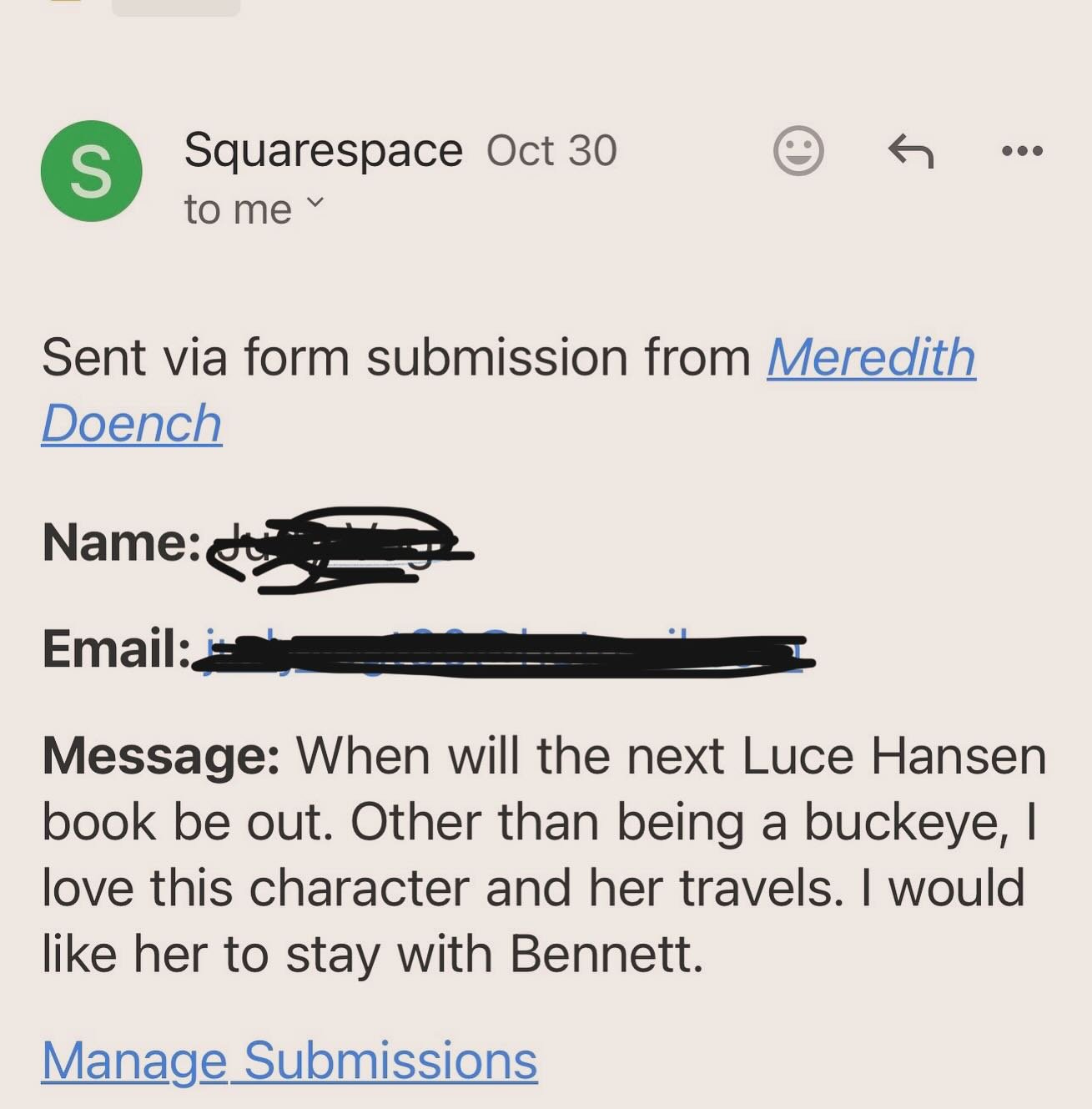 These are the kind of emails that make me so happy and keep me writing! Luce Hansen lives on&hellip;💜 but will she stay with Bennett?!
#lgbtqbooks #sapphicbooks #lgbtqreads #lgbtqthriller