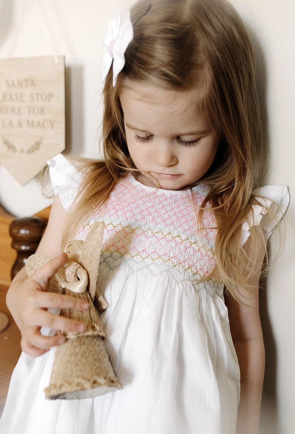 Girls smocked dress ethical ethically made handmade white toddler dress