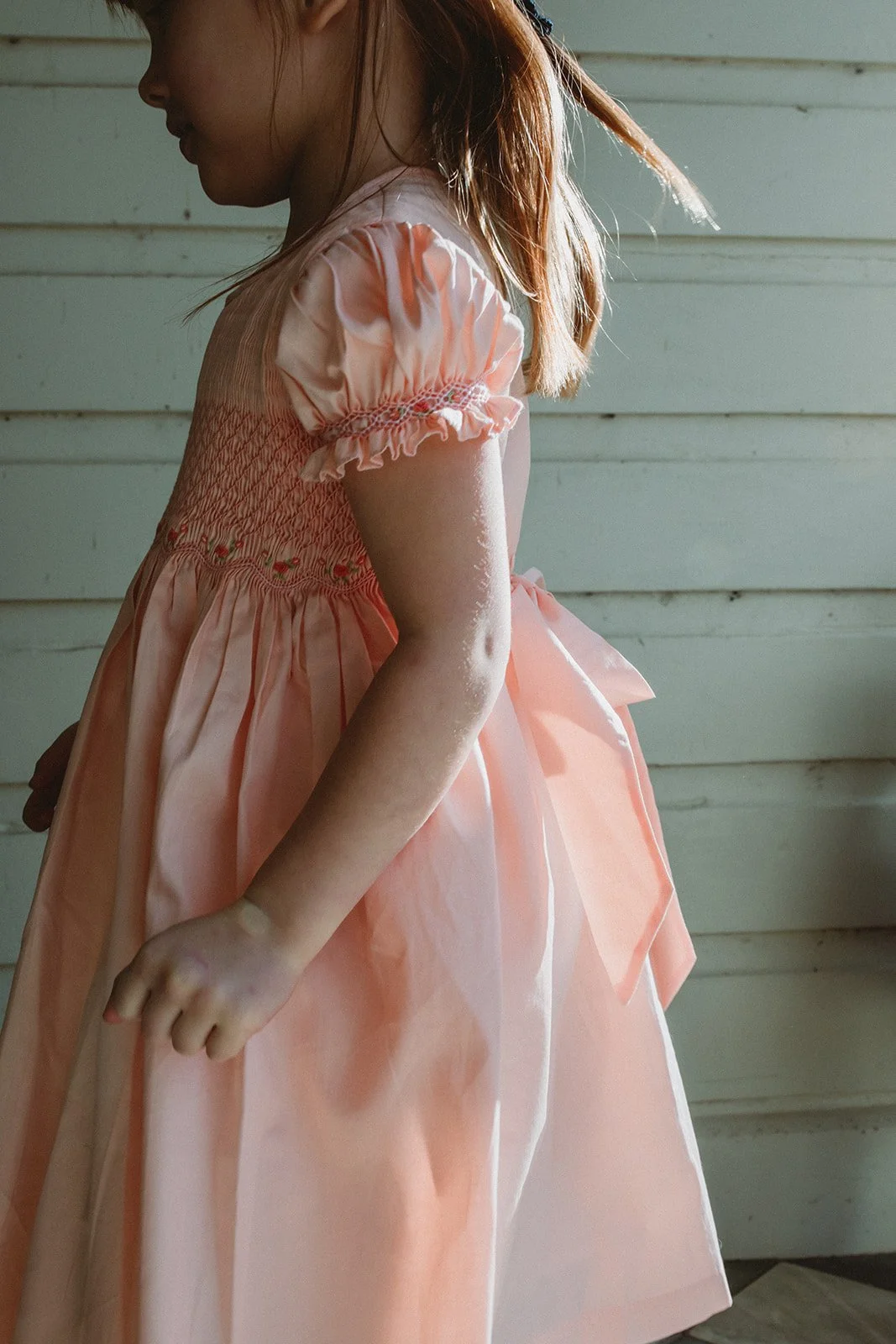 Classic British smock dress in the style of Princess Kate and her daughter Princess Charlotte.