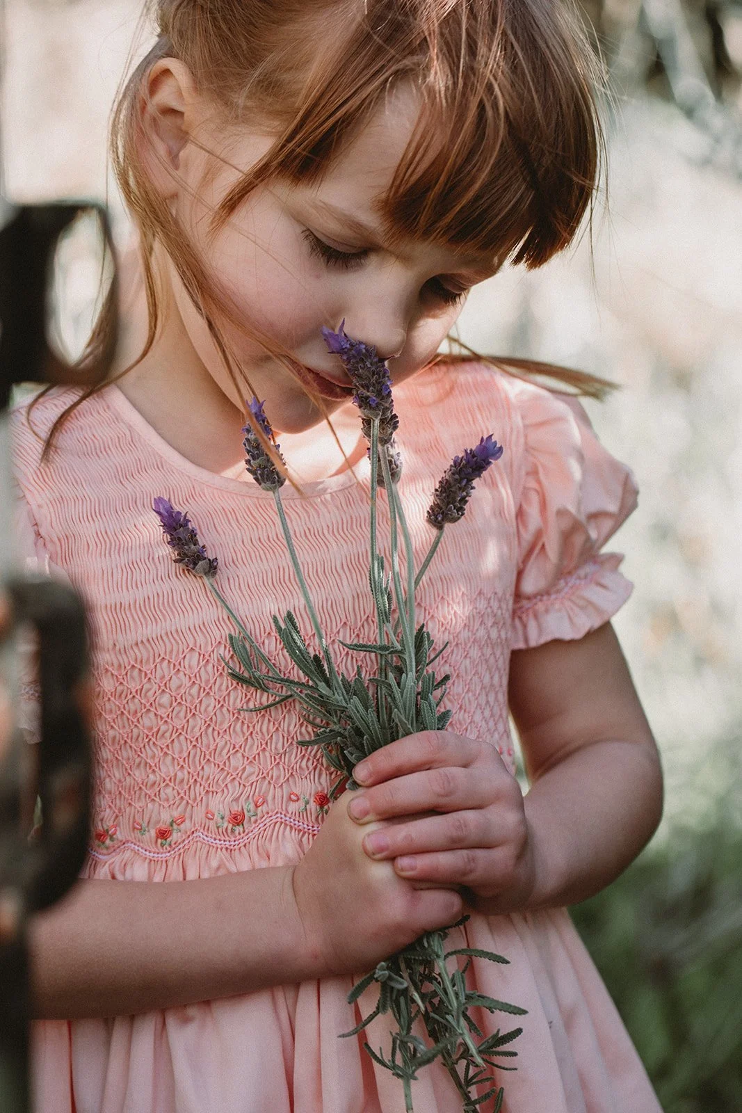 English style smocked dress for flower girl, traditional British royal style.